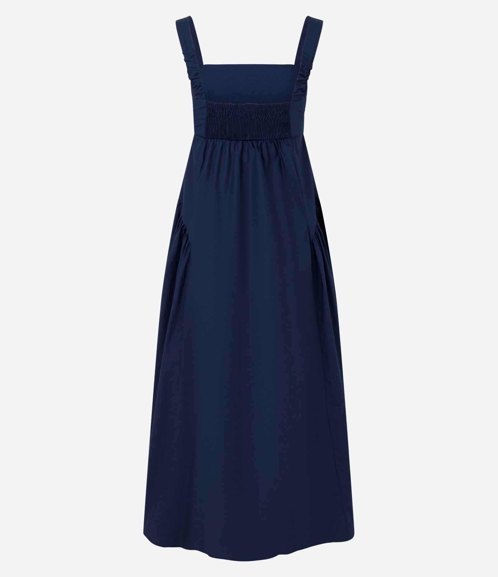 Vestido Midi em Tricoline com Decote Quadrado Azul 6