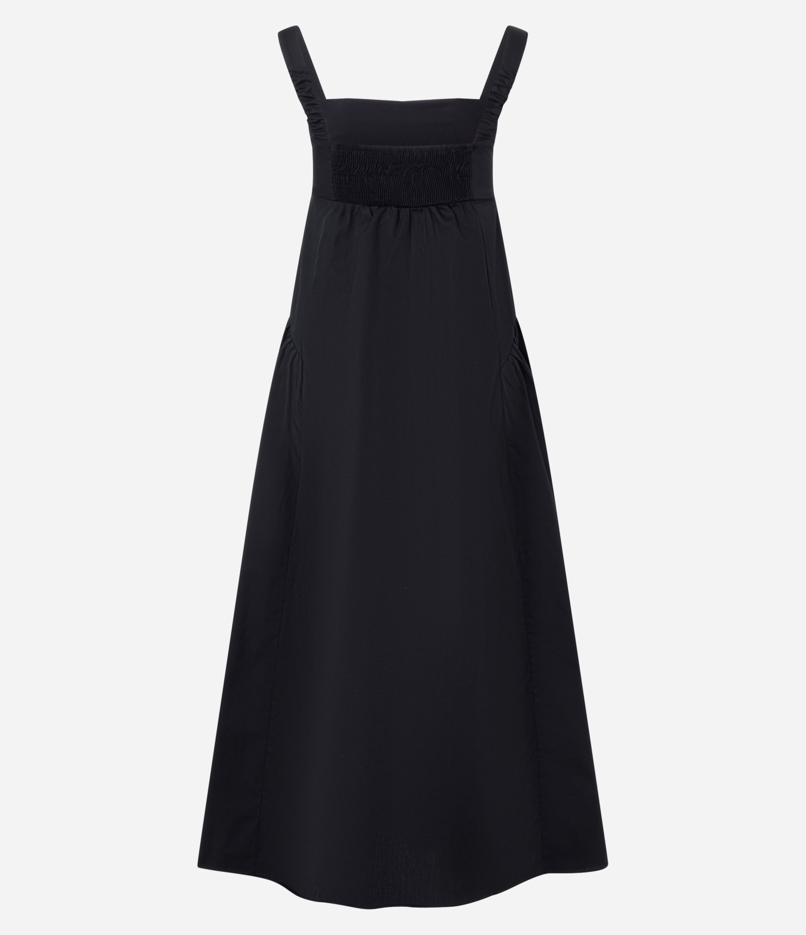 Vestido Midi em Tricoline com Decote Quadrado Preto 2