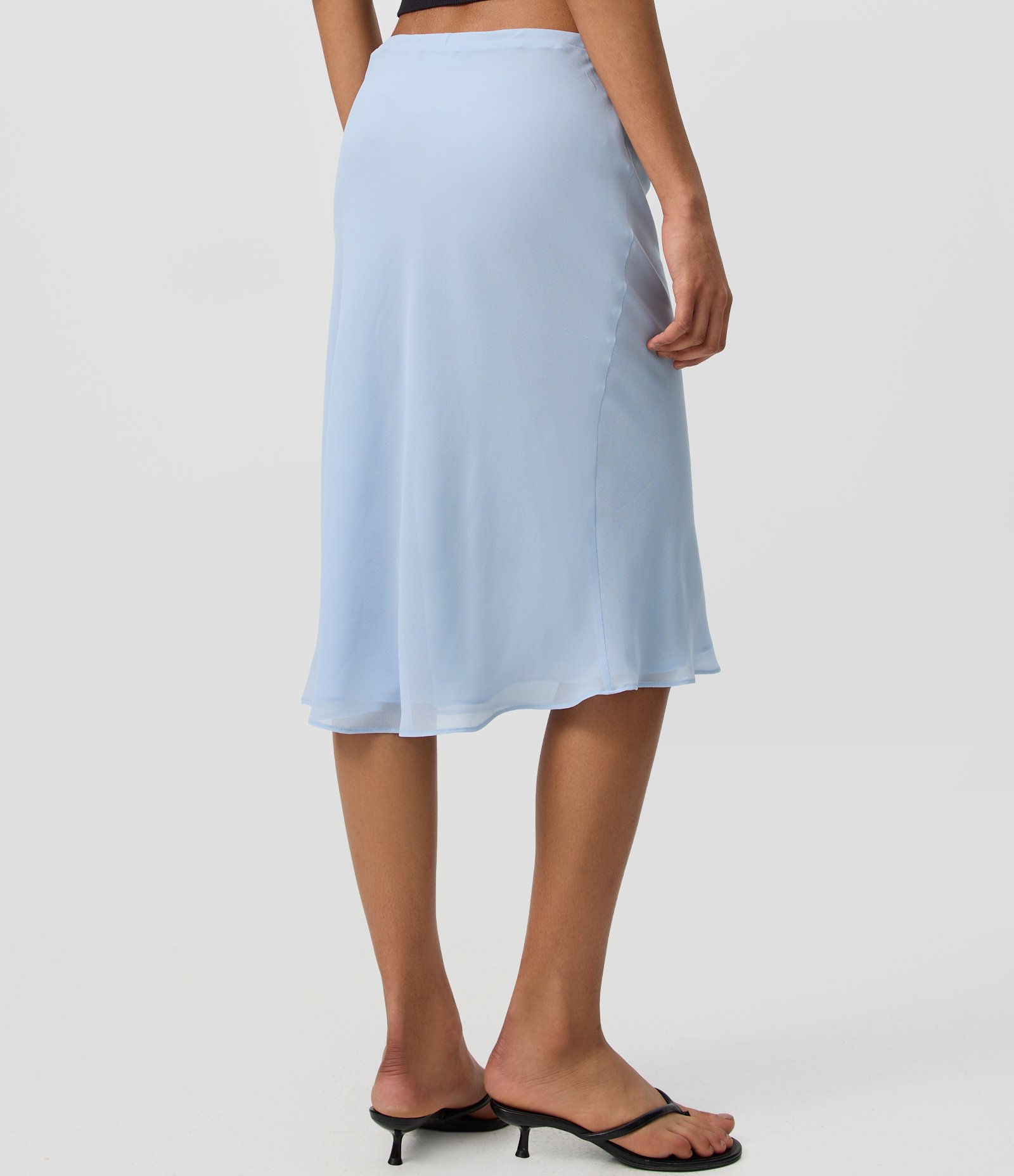 Saia Midi em Chiffon com Amarração na Cintura Azul Claro 4