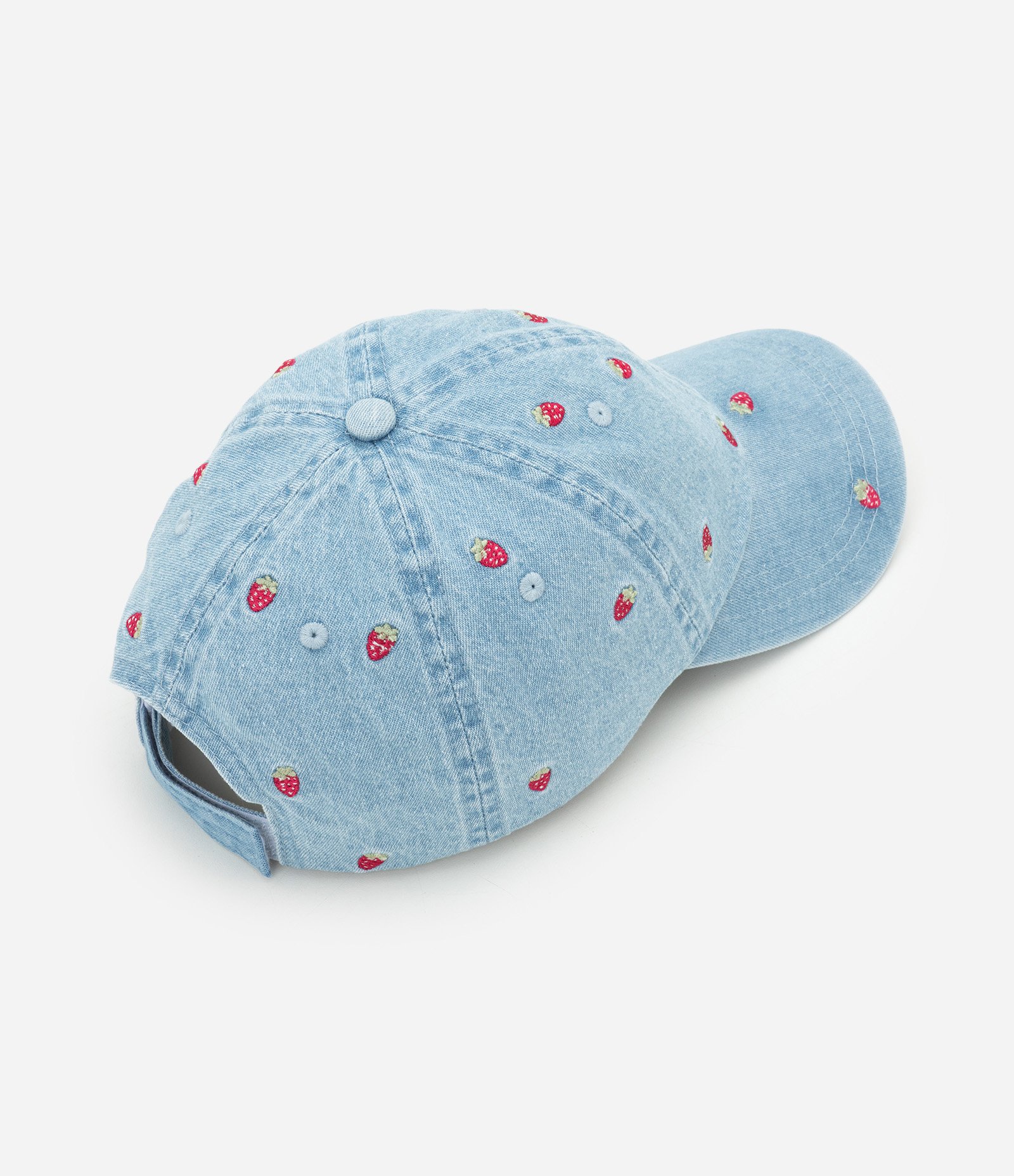 Boné Infantil Em Algodão Bordado Morangos -Tam Único Azul 2