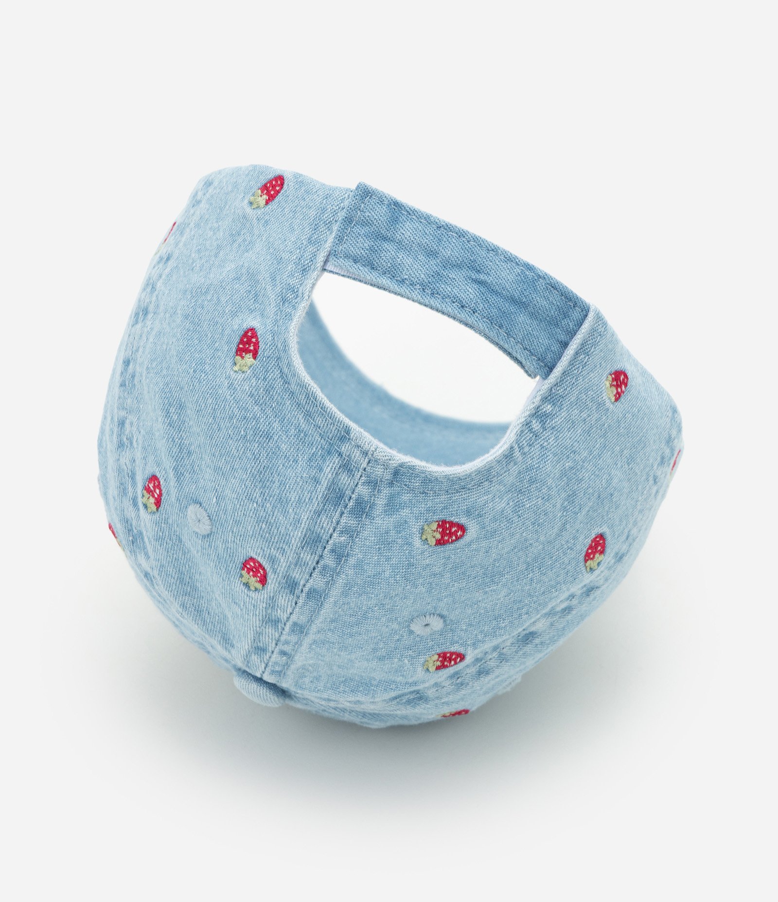 Boné Infantil Em Algodão Bordado Morangos -Tam Único Azul 3
