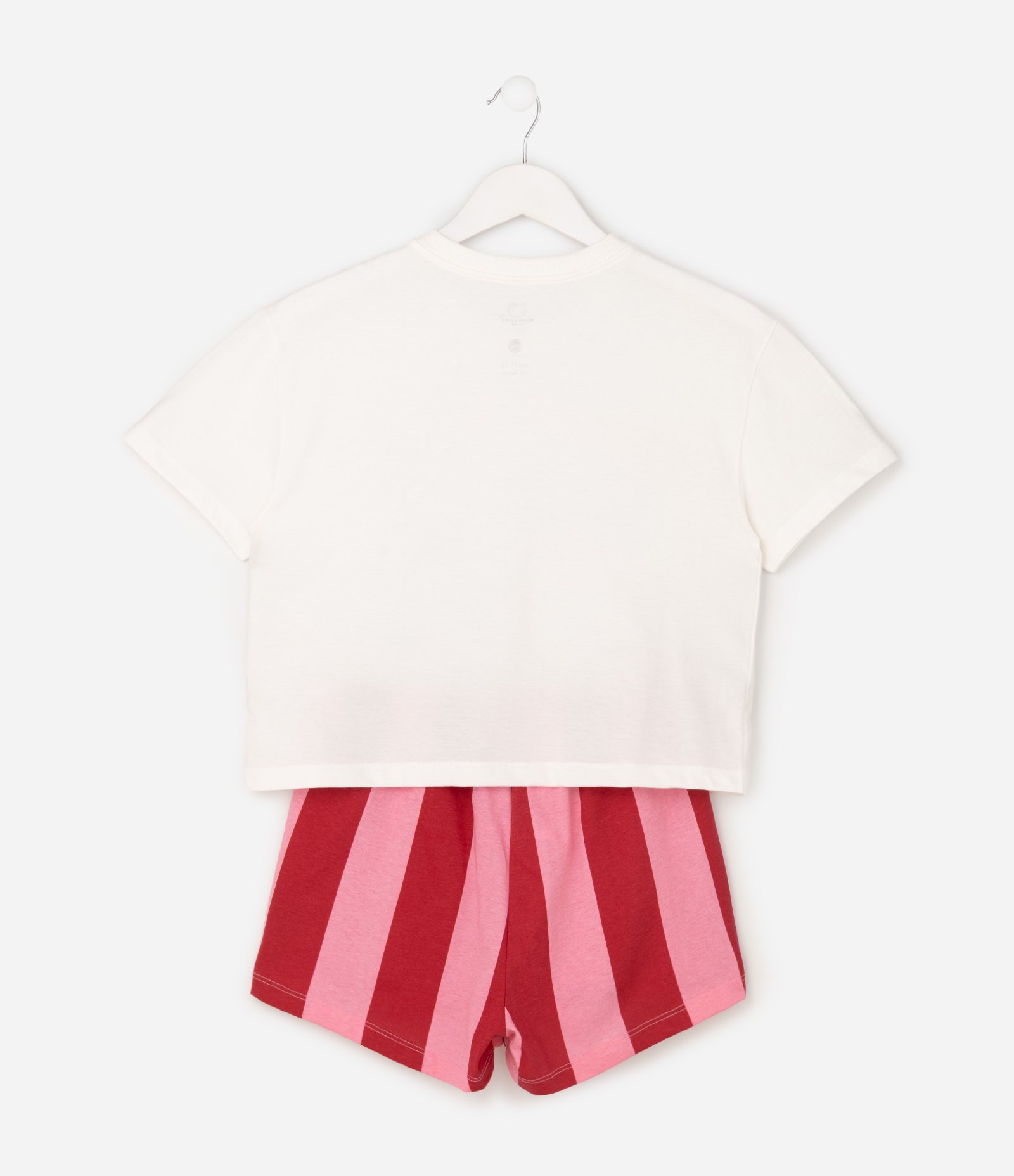 Pijama Infantil Hello Kitty Blusa Manga Curta e Short com Chaveiro - Tam 5 a 14 Anos Branco 4