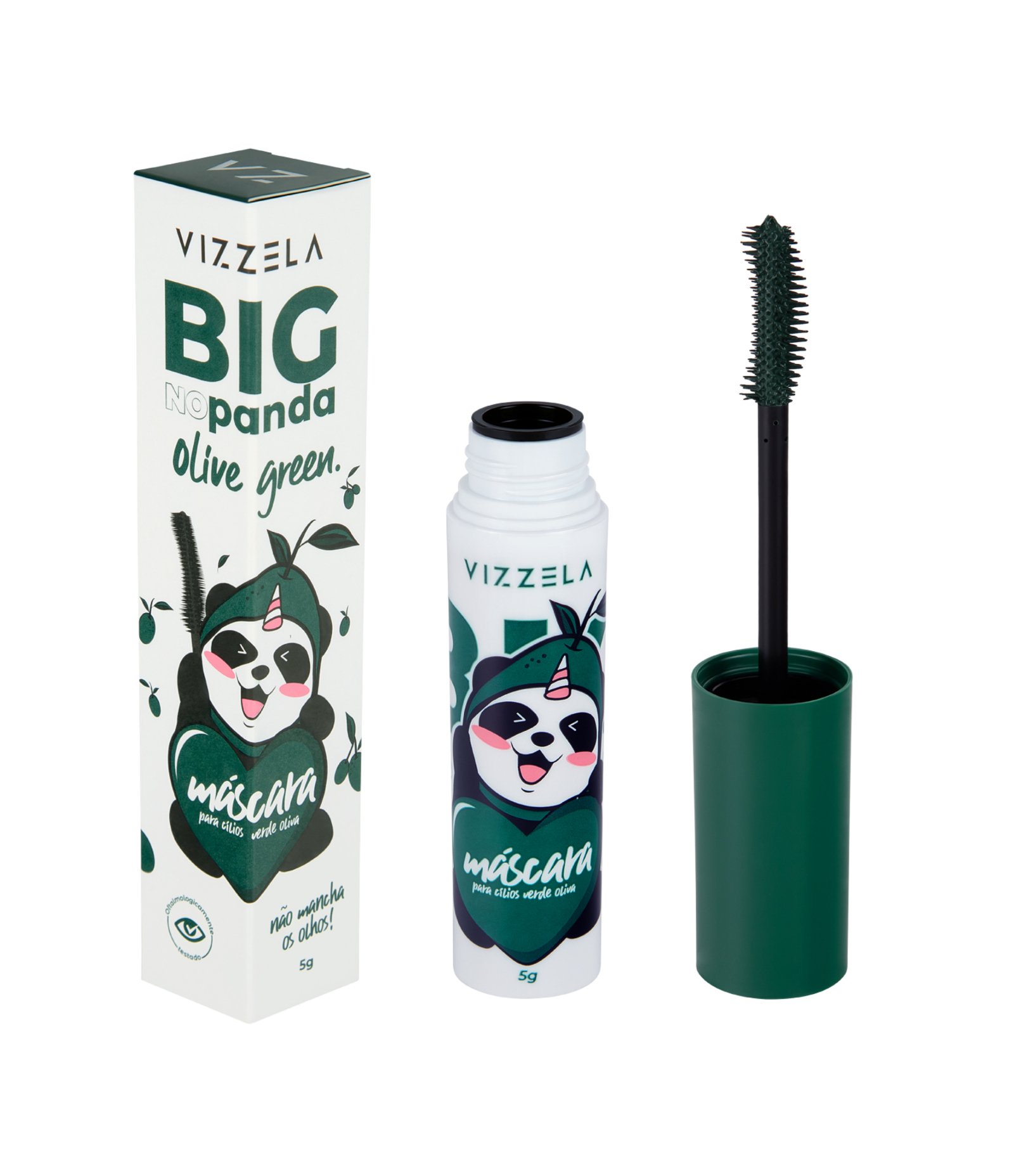 Mascara Para Cílios Big No Panda Olive Green Vizzela Verde 2