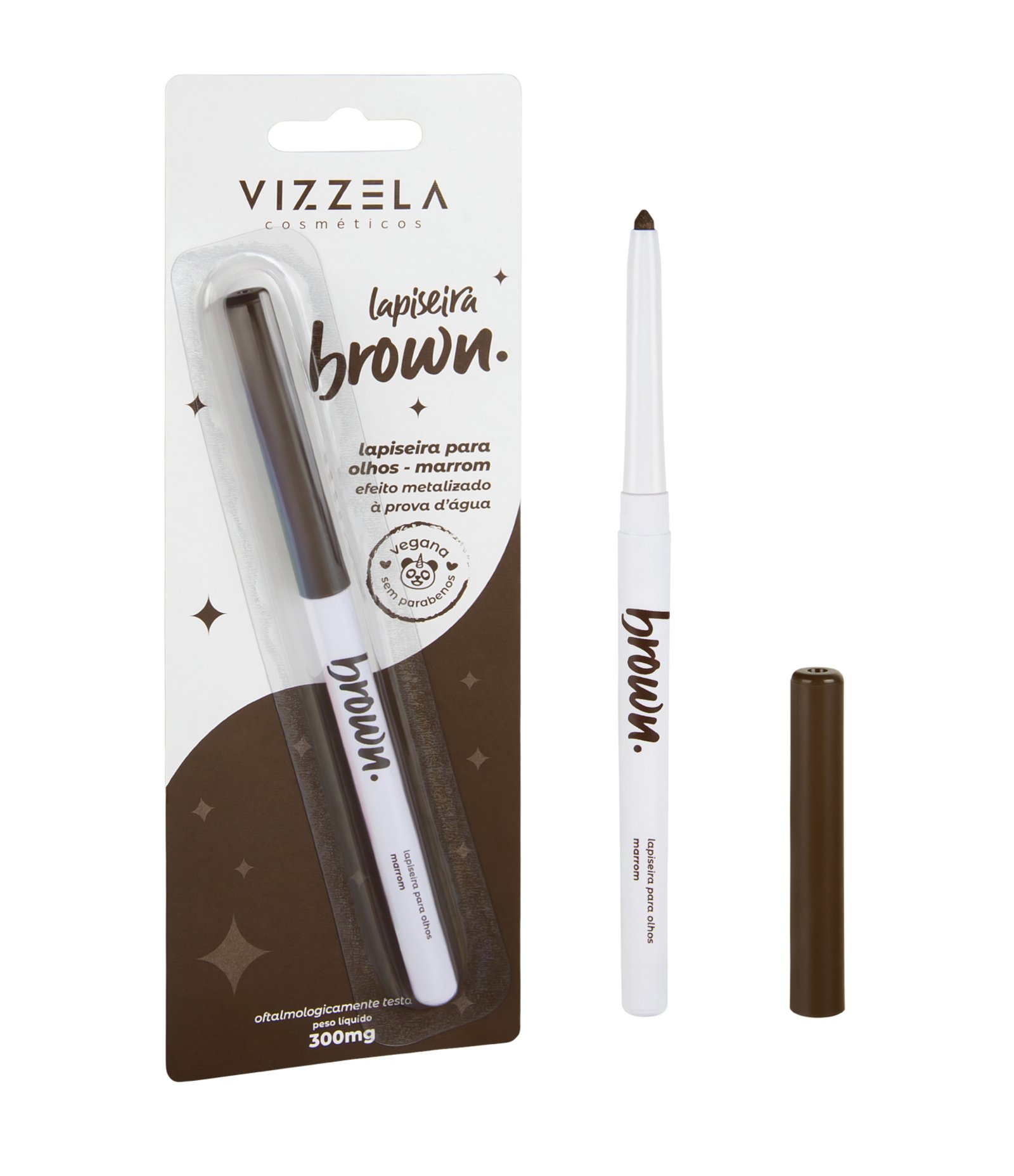 Lapiseira para Olhos Efeito Metalizado Vizzela Marrom 2