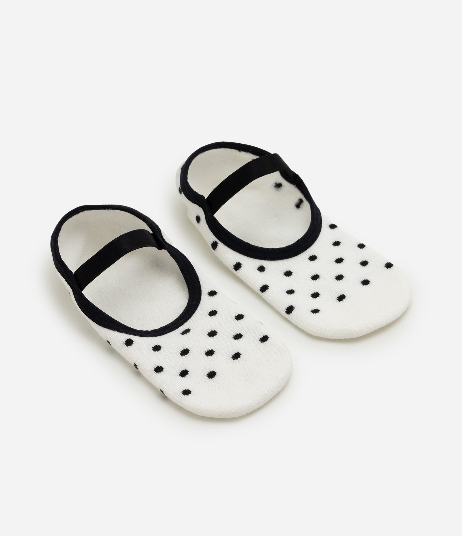 Meia Sapatilha em Algodão com Estampa Poá e Antiderrapante Off White 7