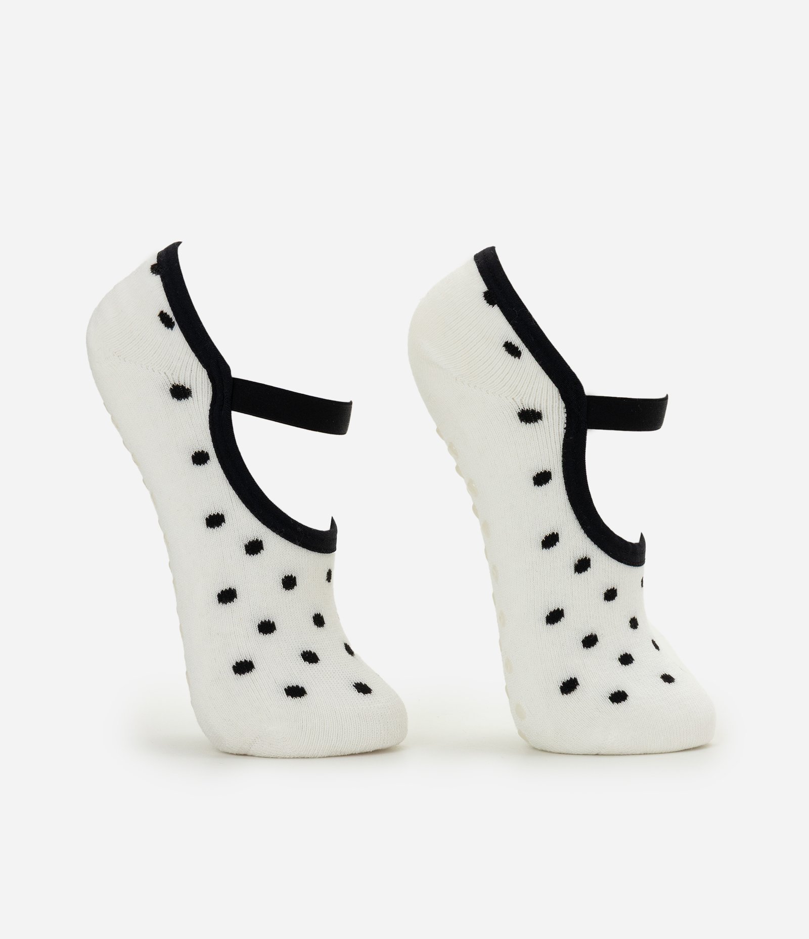 Meia Sapatilha em Algodão com Estampa Poá e Antiderrapante Off White 3