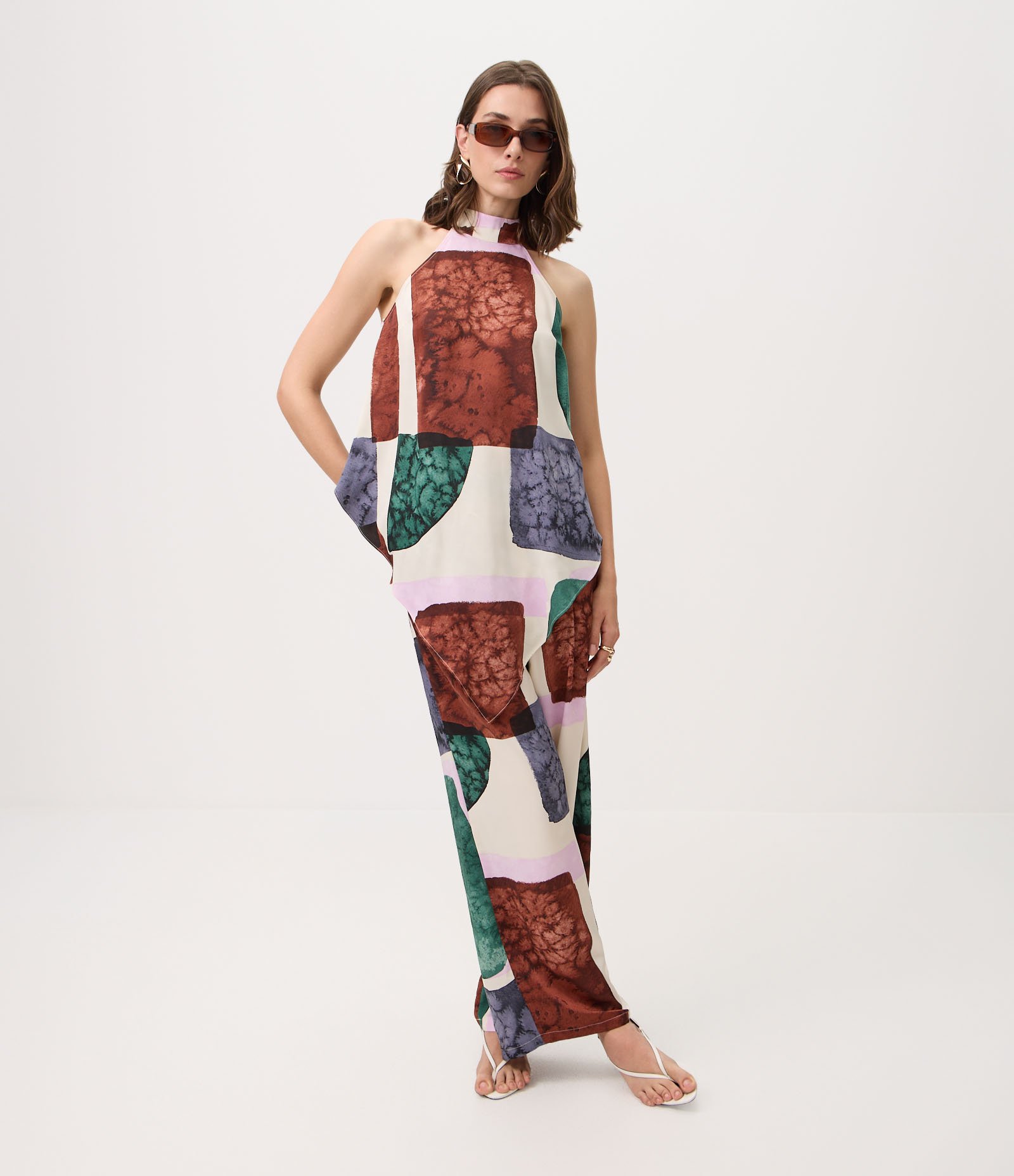 Blusa com Estampa Abstrata e Barra Assimétrica Multicores 2
