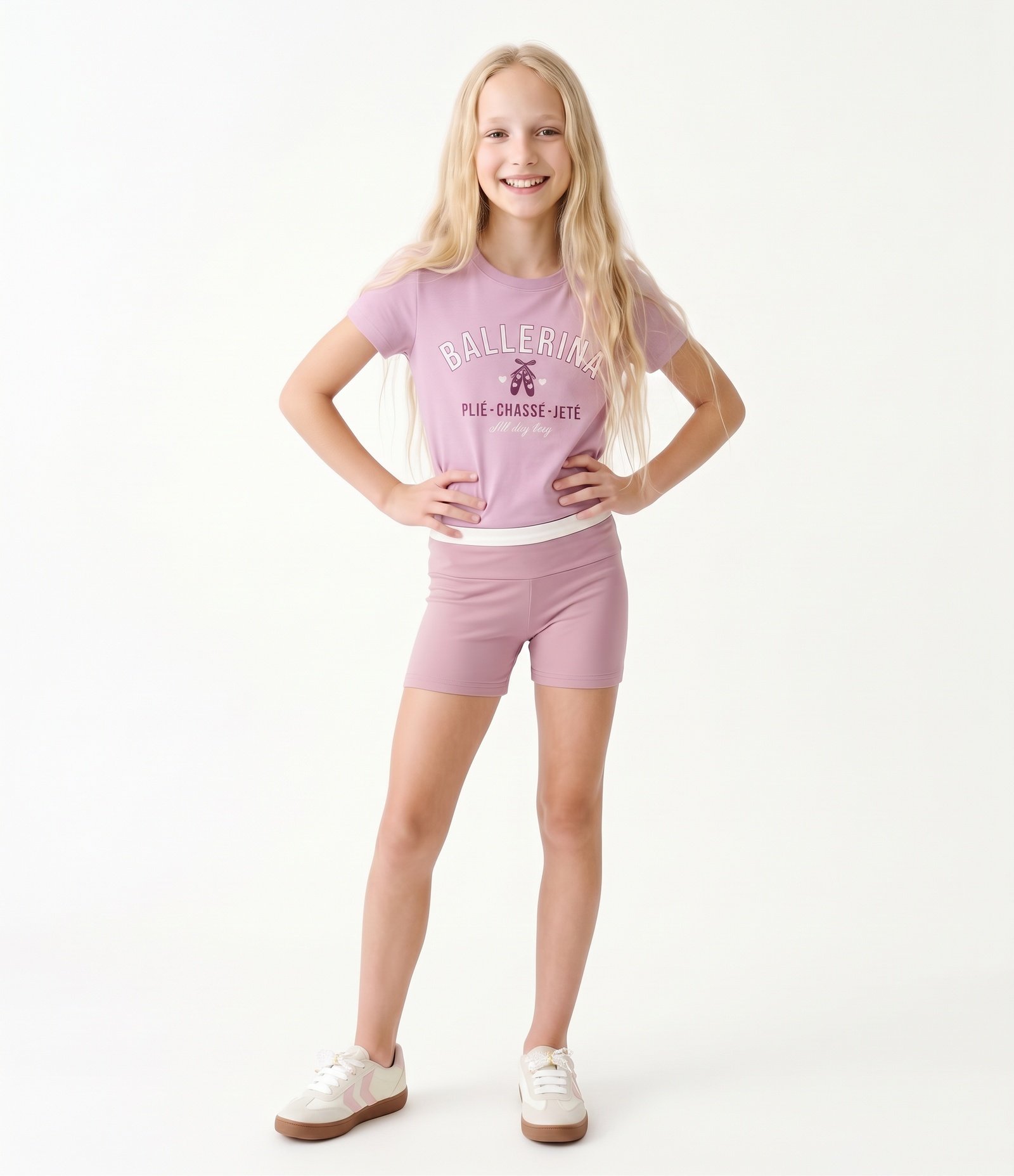 Bermuda Infantil Em Poliamida Com Cós Contrastante - Tam 5 a 16 Anos Rosa 1