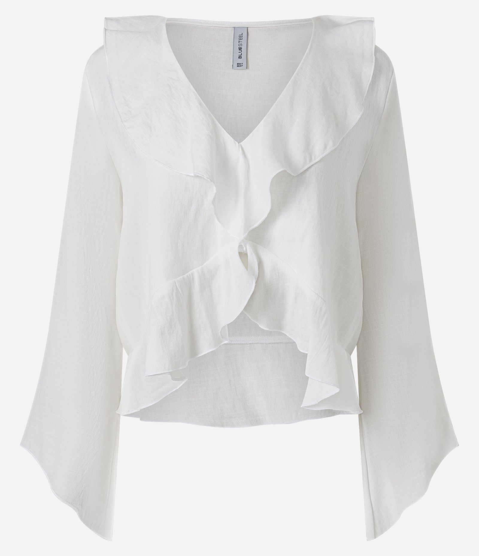 Blusa em Viscolinho com Babados Frontais e Manga Morcego Branco 5