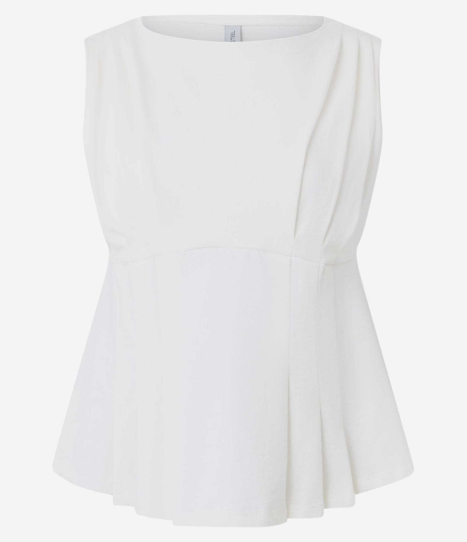 Blusa Peplum em Malha Tricô com Drapeados e Alças Largas Branco 5