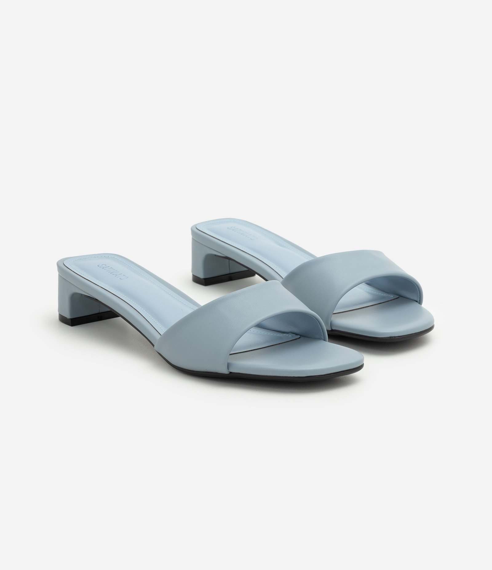 Sandália Mule em PU com Salto Kitten Heel Azul 7