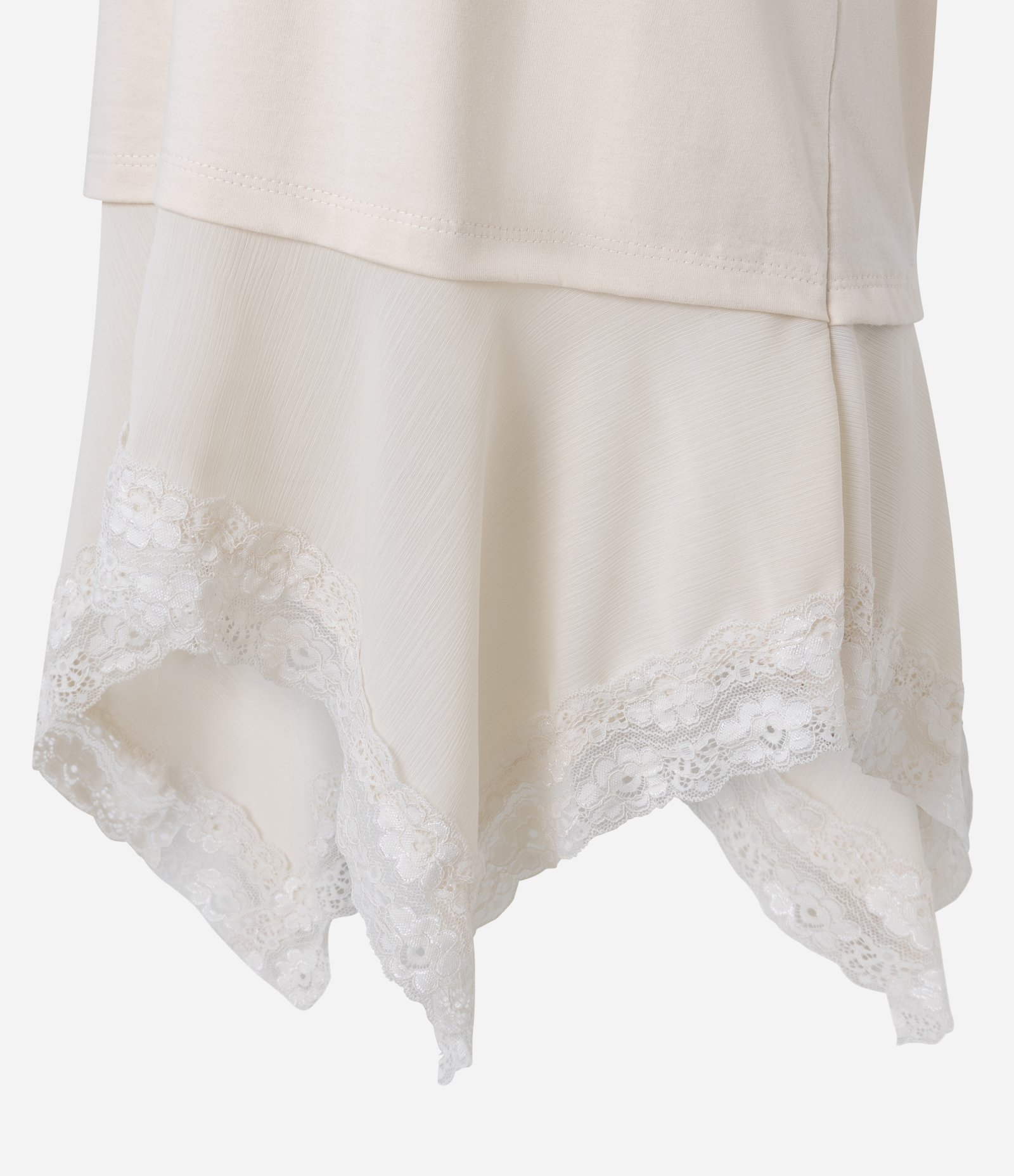 Camiseta Oversized com Barra Assimétrica Rendada Off White 6