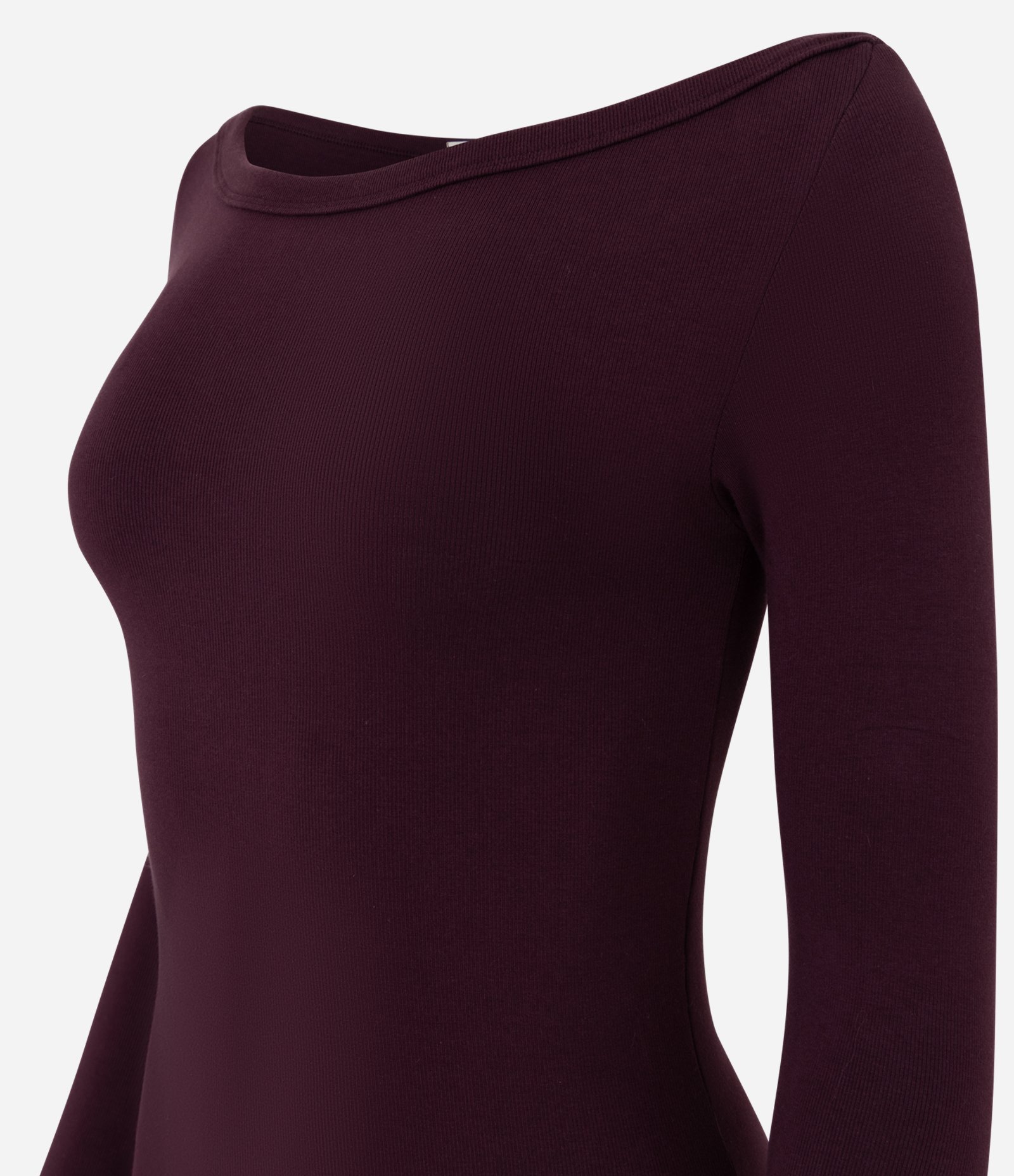 Vestido Midi em Ribana com Decote Canoa e Fenda Traseira Vinho 2