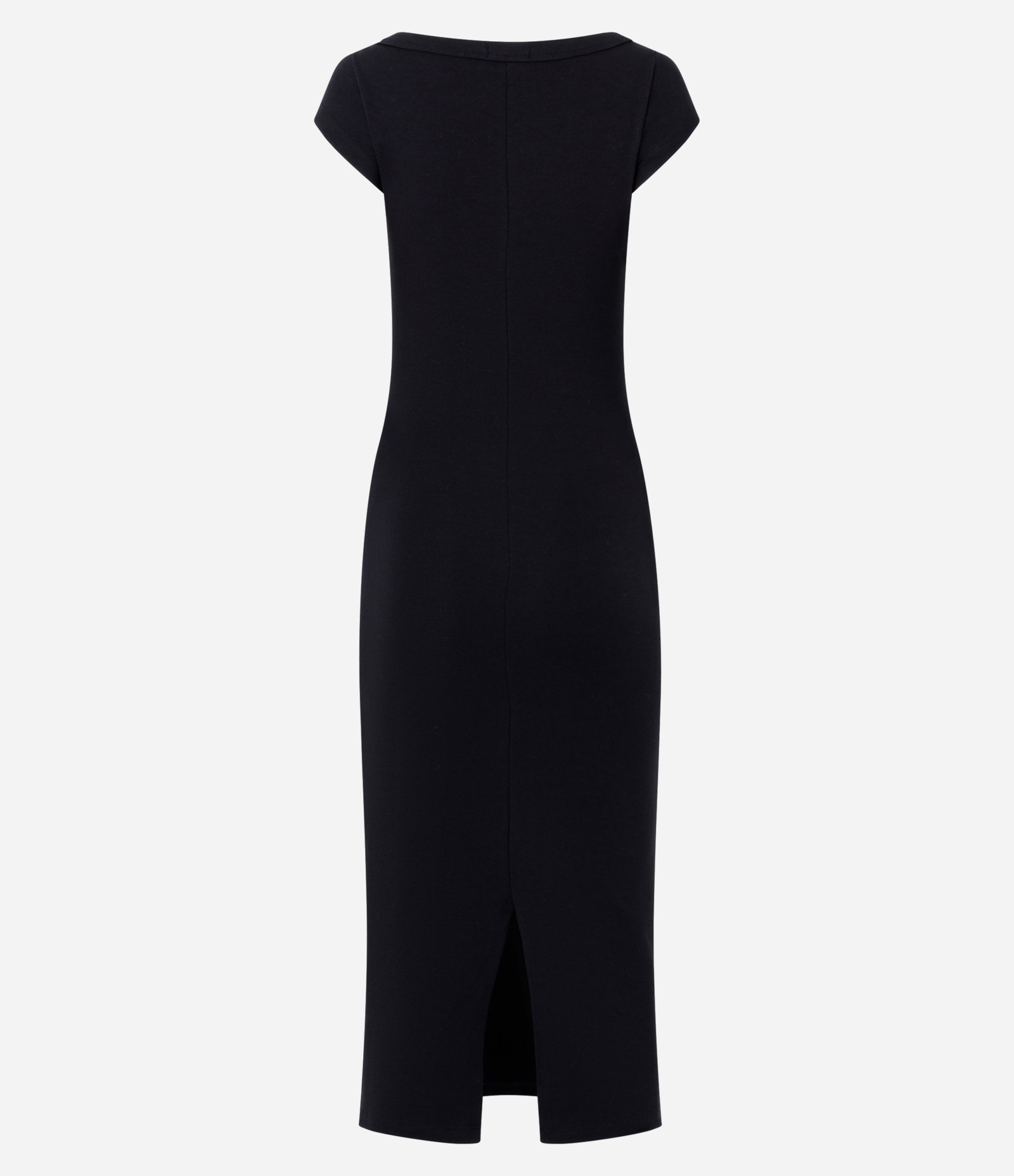 Vestido Midi em Ribana com Decote Canoa Preto 2