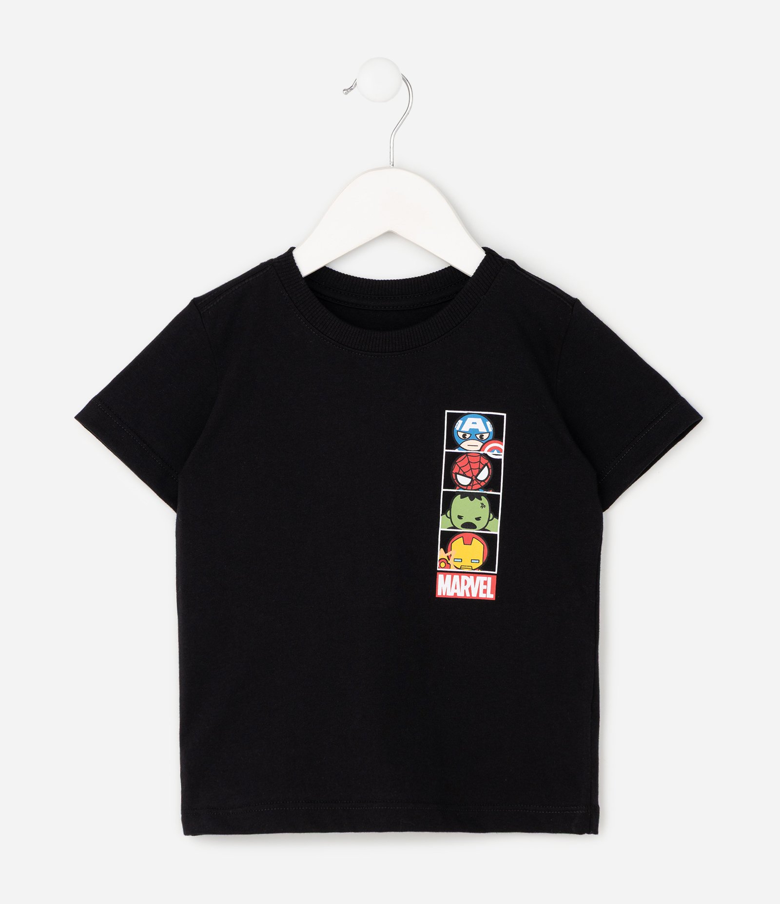 Camiseta Infantil em Algodão com Estampa dos Vingadores - Tam 2 a 6 Anos Preto 1