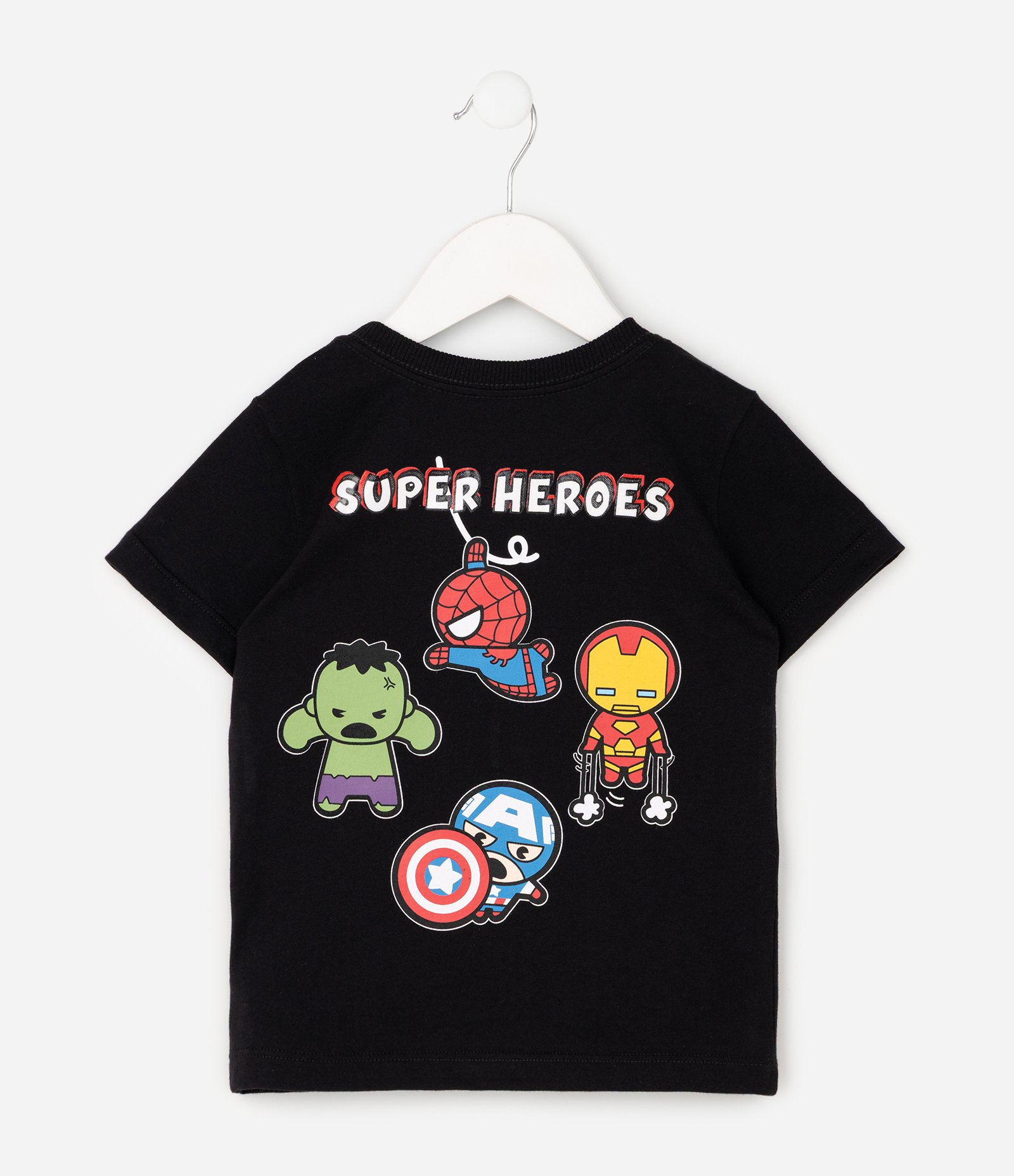 Camiseta Infantil em Algodão com Estampa dos Vingadores - Tam 2 a 6 Anos Preto 2