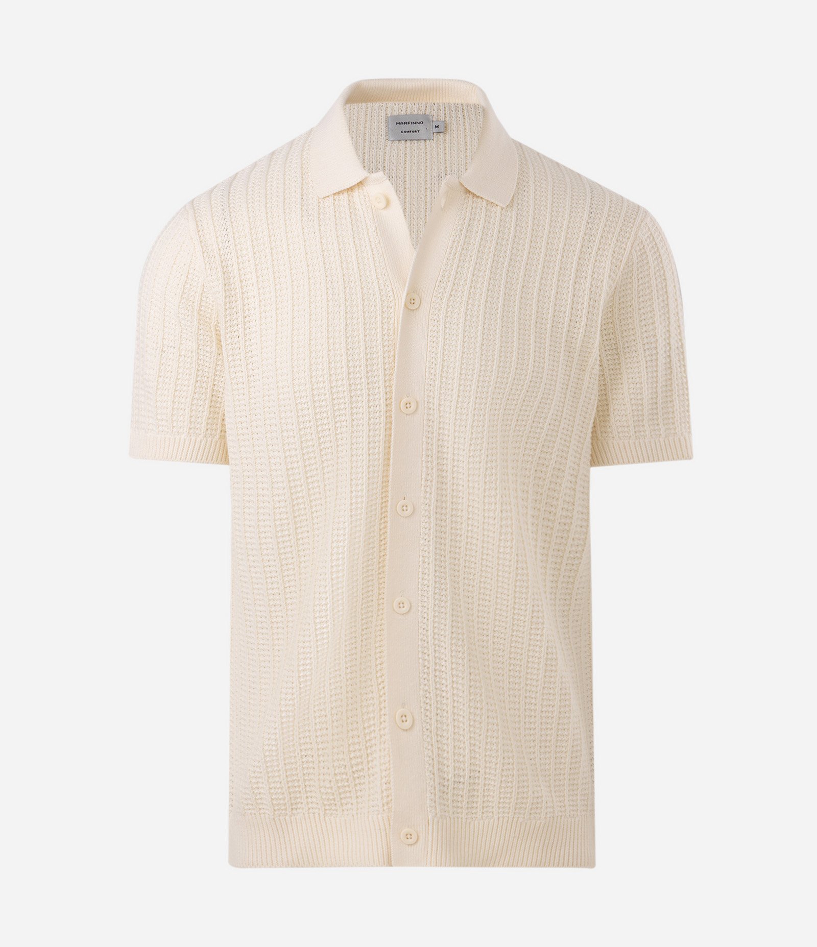 Camisa Polo em Tricô Texturizado com Botões Off White 6