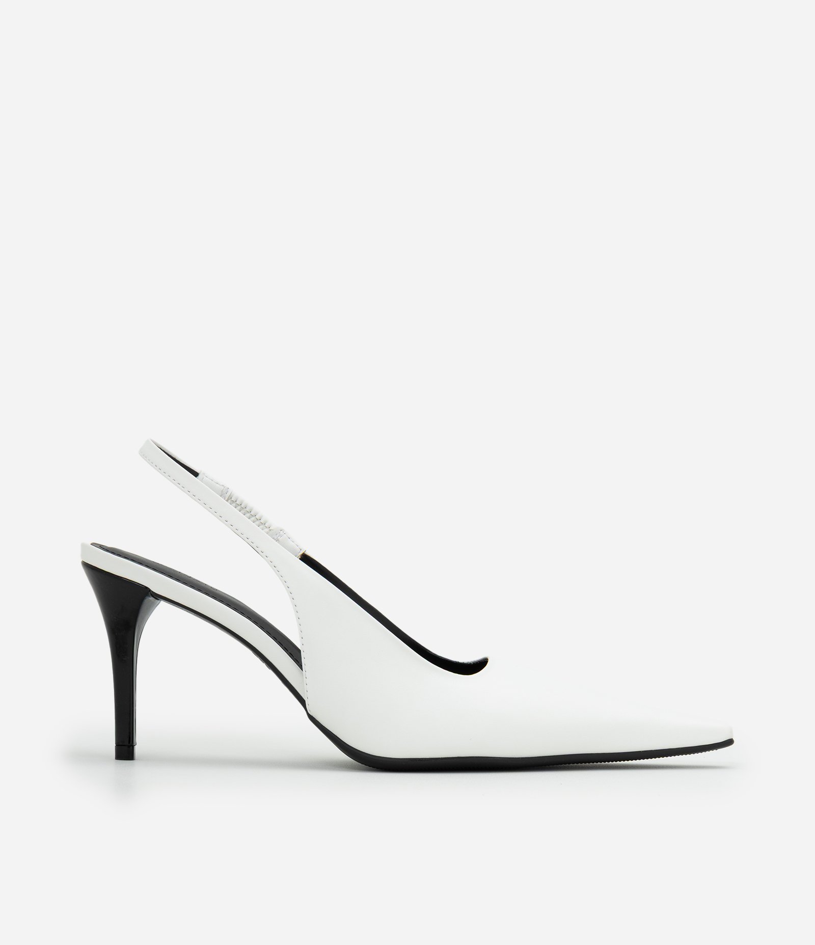 Sapato Slingback de Bico Alongado Branco 6