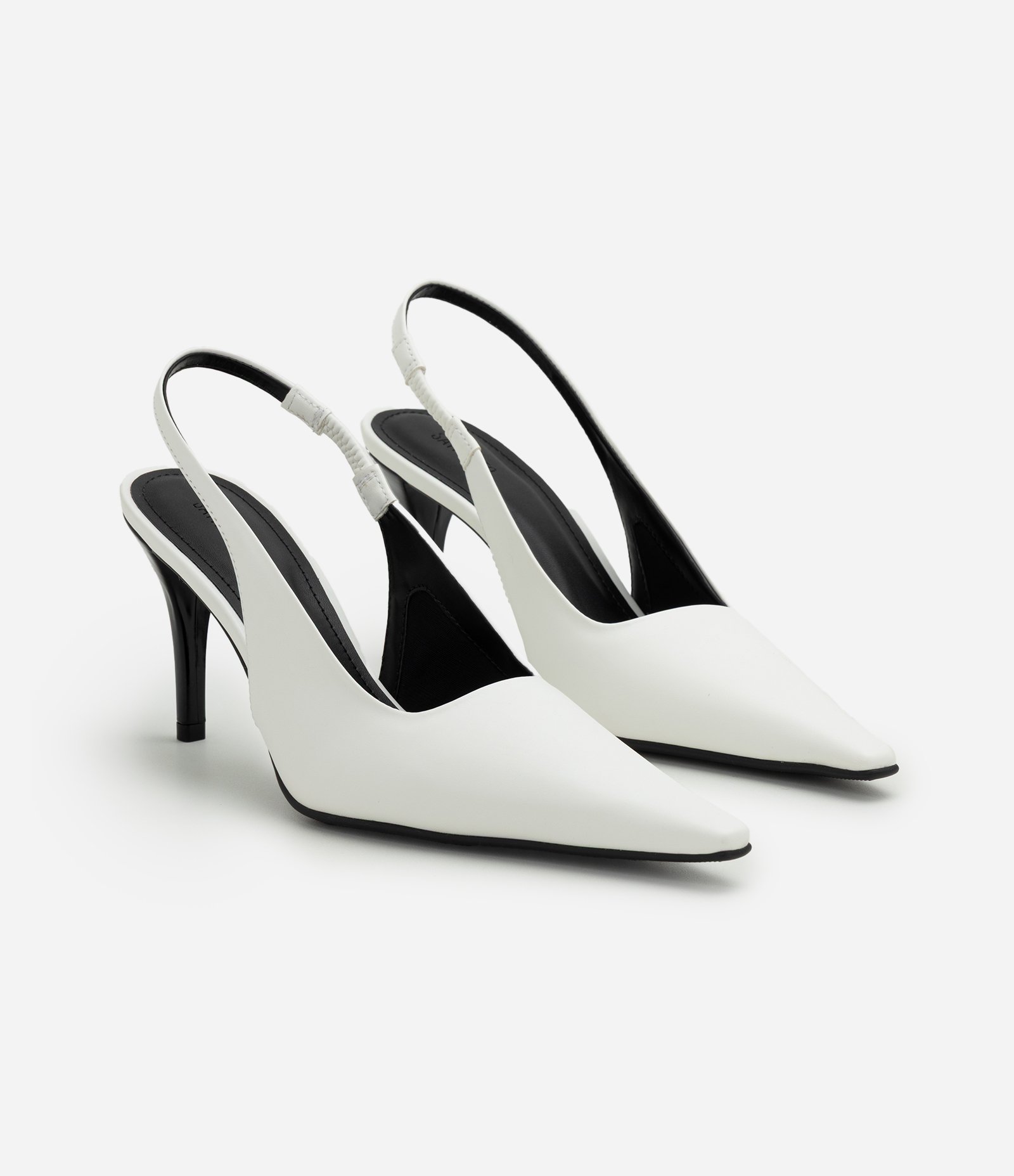 Sapato Slingback de Bico Alongado Branco 3