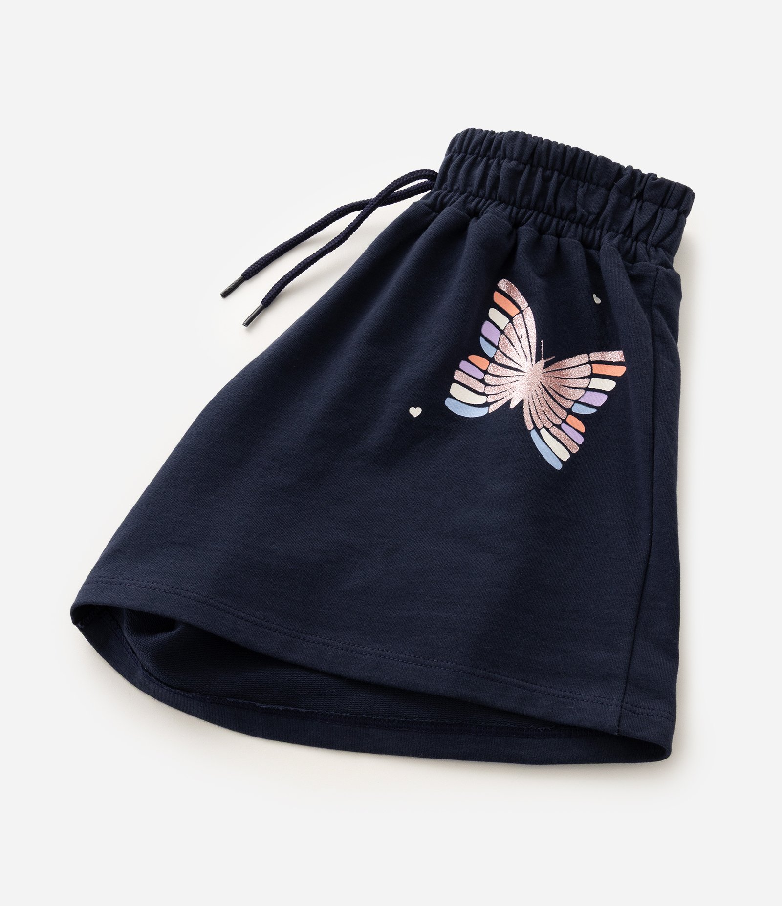 Short Infantil Em Algodão Paetê Borboletas Coração - Tam 5 a 16 anos Azul 5
