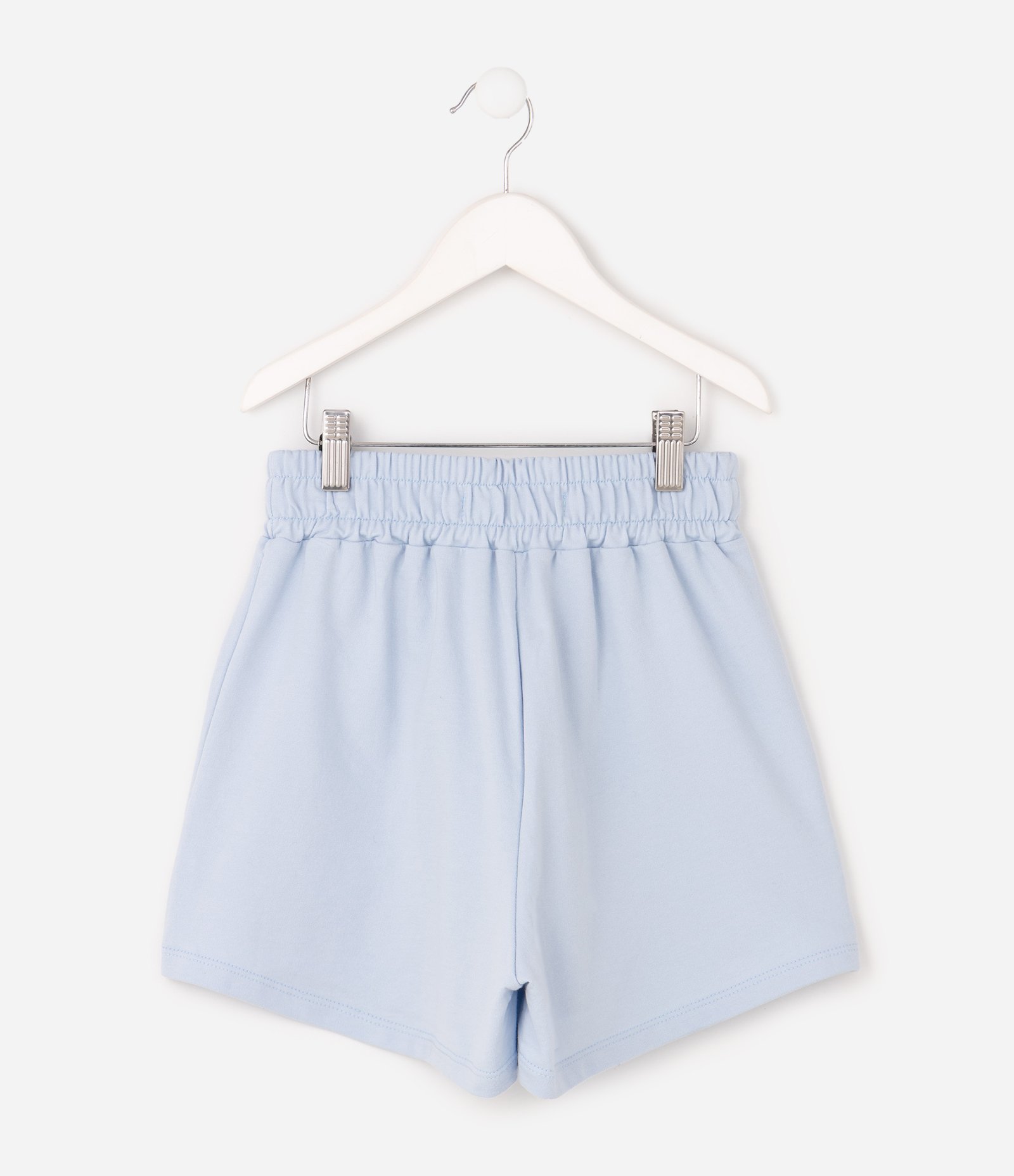 Short Infantil Em Algodão Paetê Flores Coração - Tam 5 a 16 Anos Azul 3
