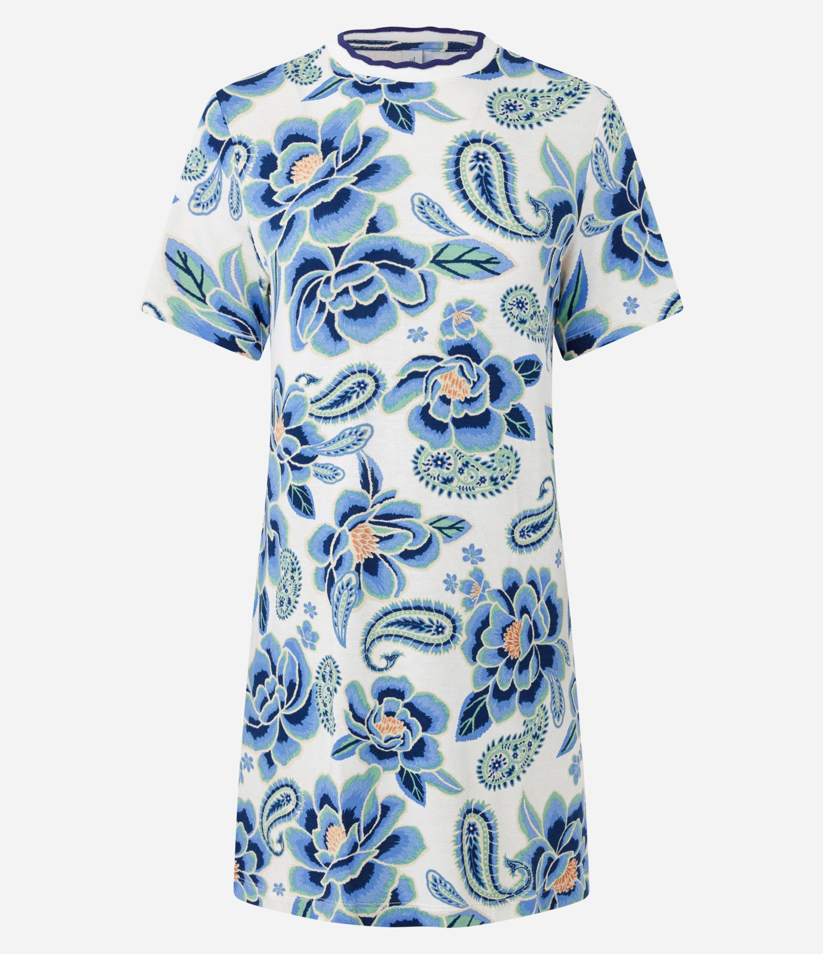 Vestido T-Shirt em Moletinho com Estampa Floral Azul 5