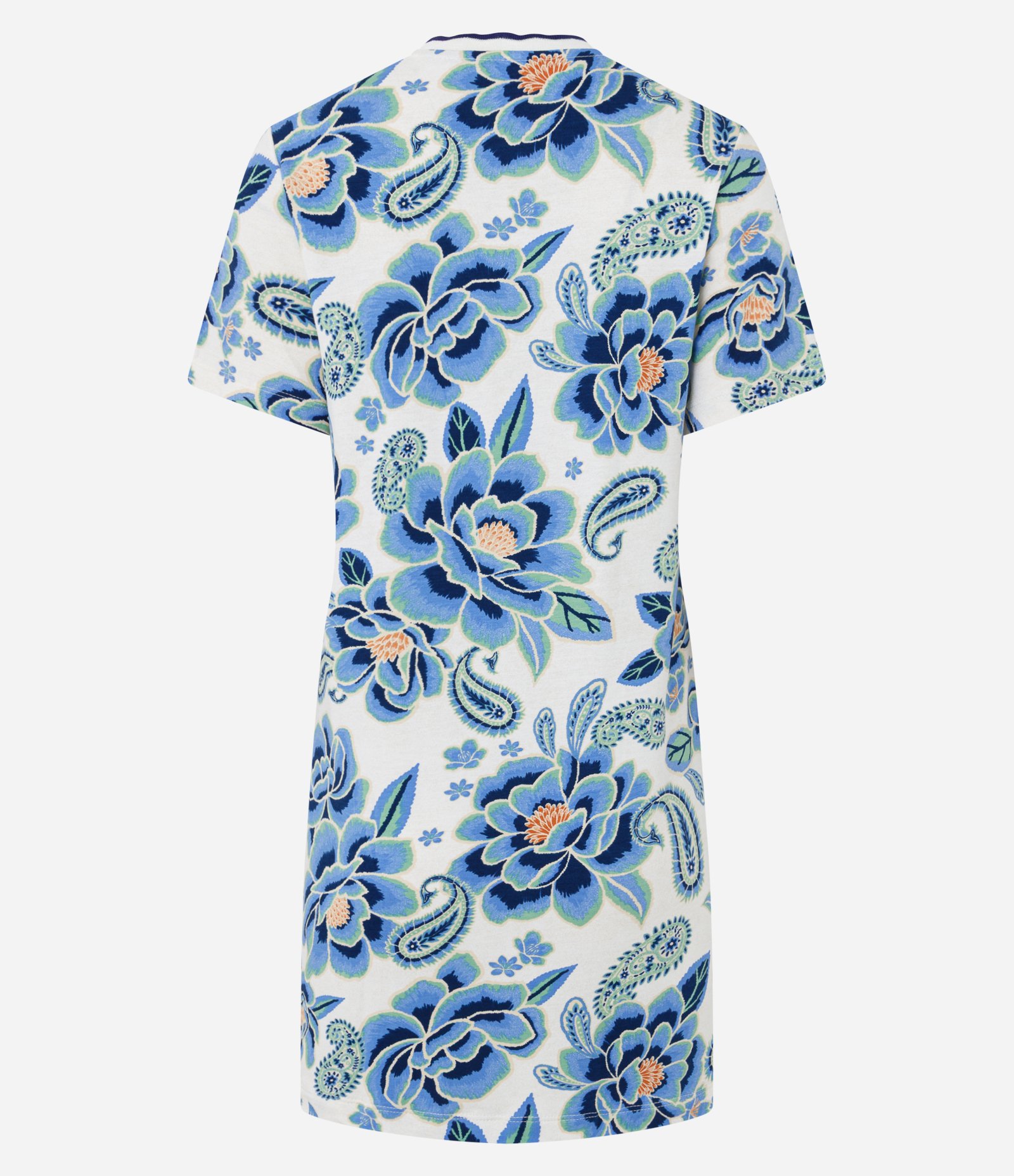 Vestido T-Shirt em Moletinho com Estampa Floral Azul 6