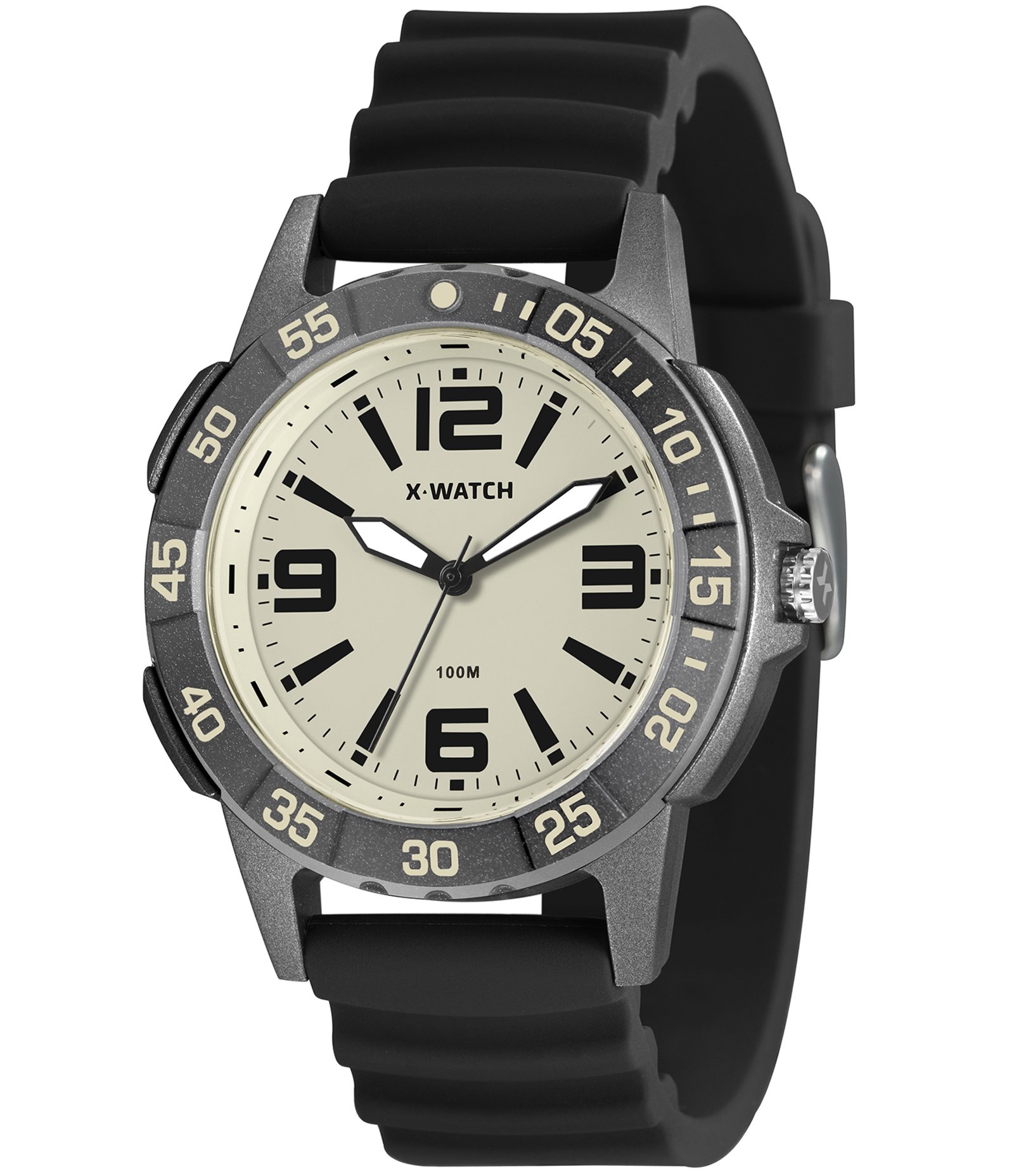 Relógio Analógico X-Watch em Silicone XMPP0068T2PX Preto 1