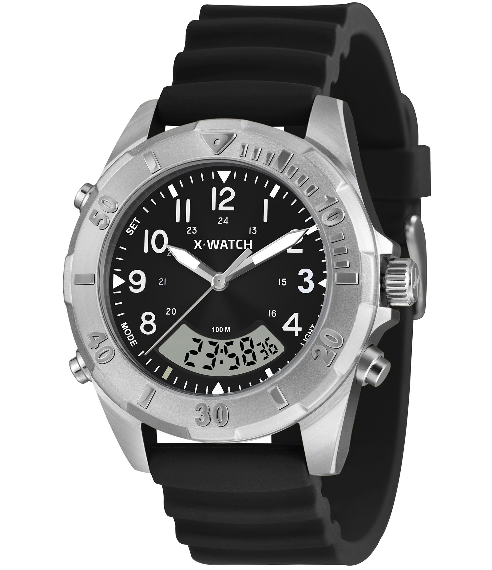 Relógio Analógico X-Watch em Silicone XMSPA036P2PX Preto 1