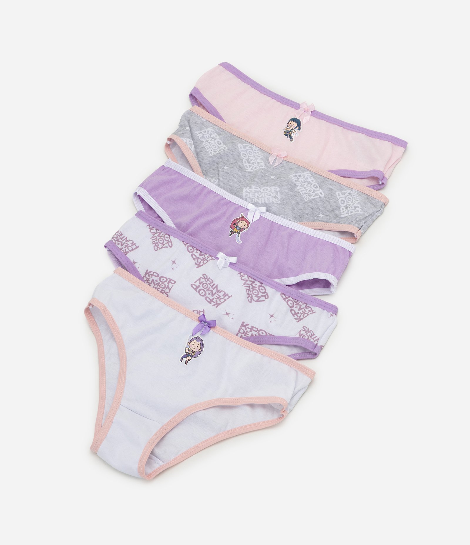 Kit 5 Calcinhas Infantil em Algodão com Estampada K-Pop Demon Hunters - Tam U Multicores 1