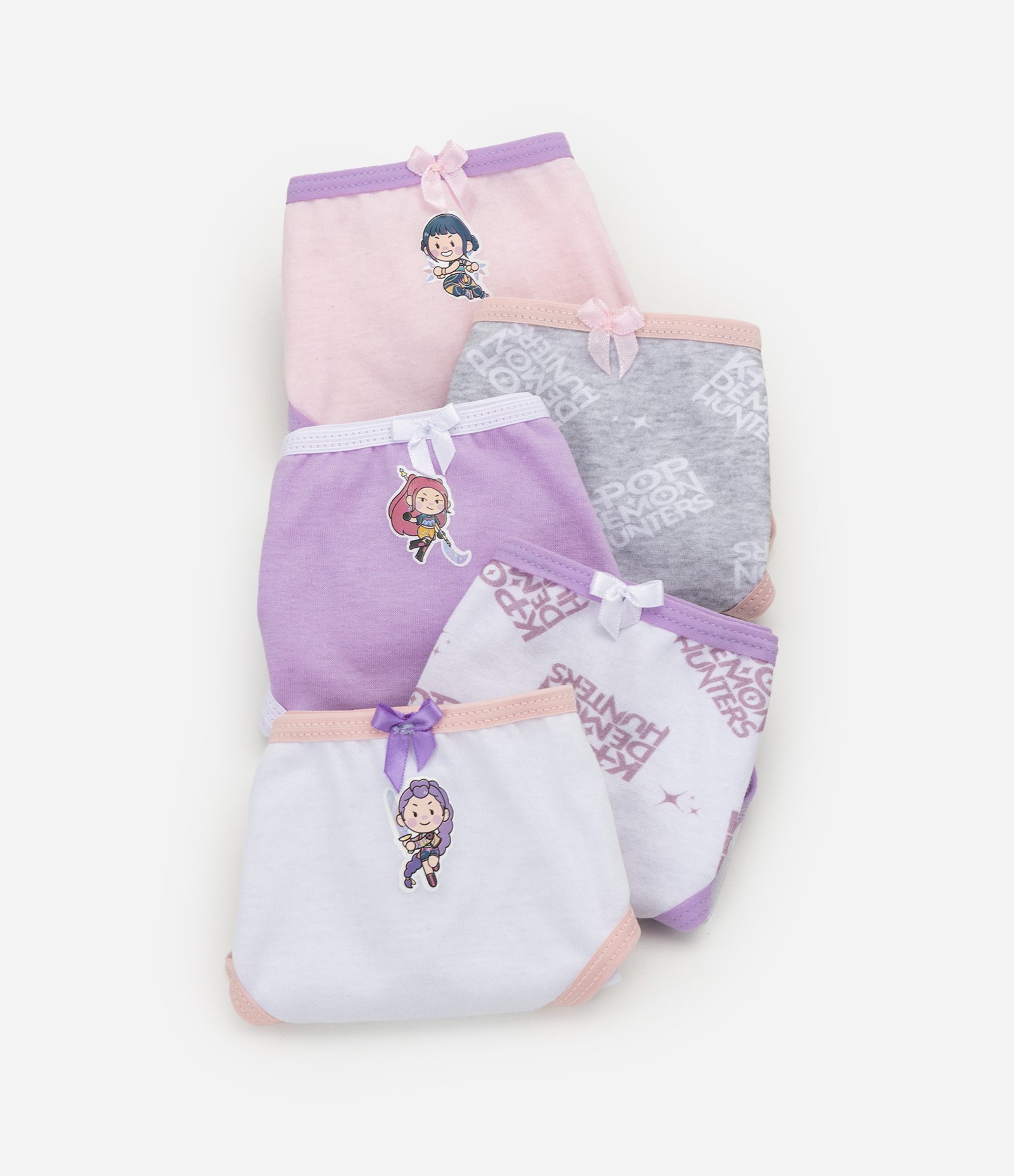 Kit 5 Calcinhas Infantil em Algodão com Estampada K-Pop Demon Hunters - Tam U Multicores 3