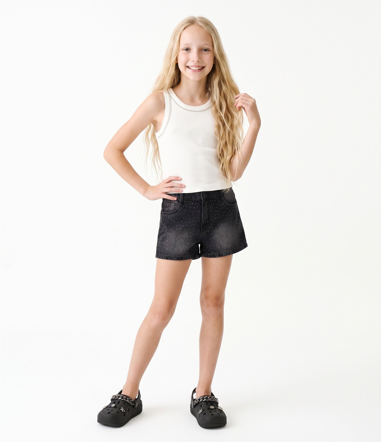 Short Infantil Em Algodão - Tam 5 a 16 Anos Preto 1