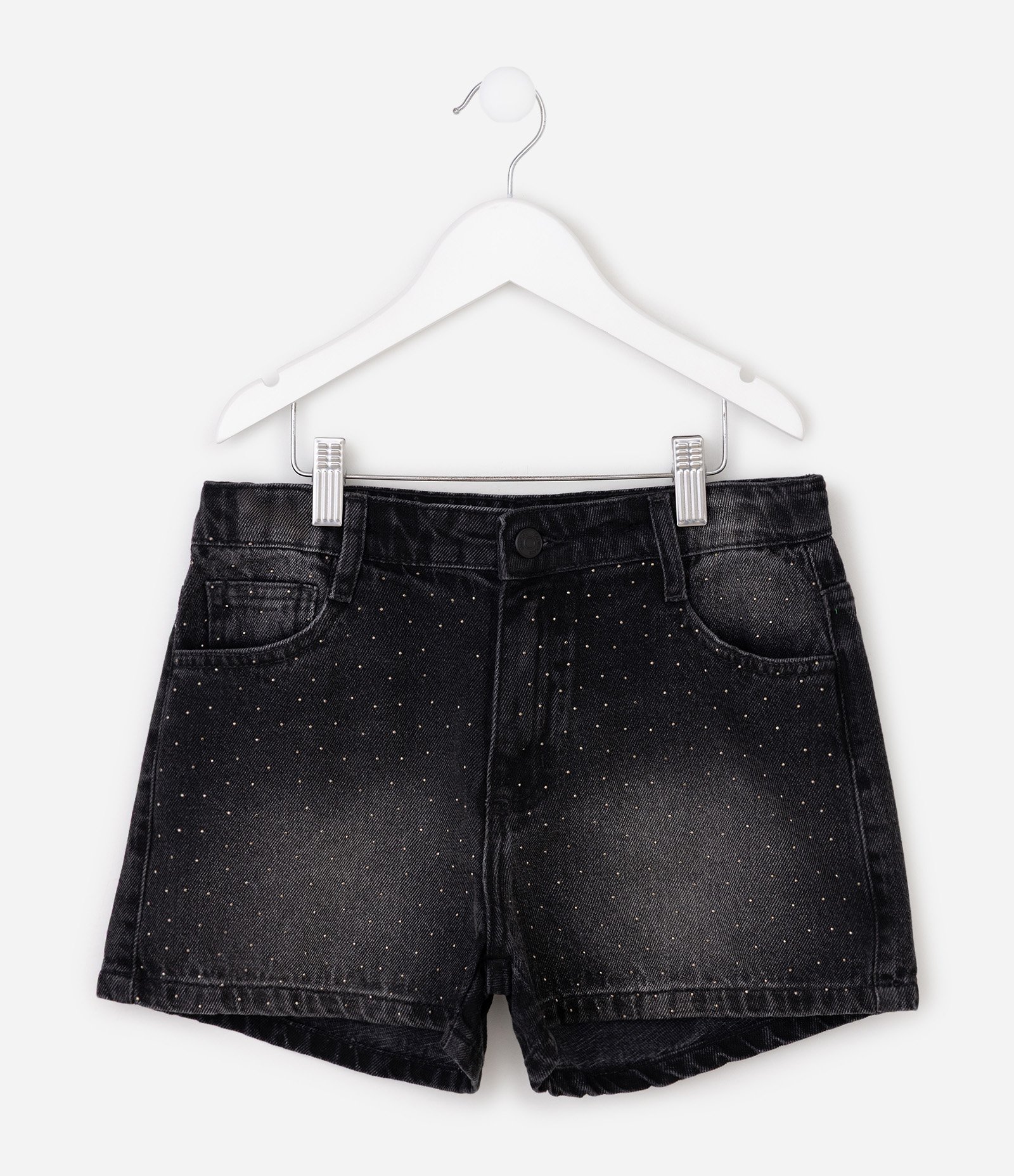 Short Infantil Em Algodão - Tam 5 a 16 Anos Preto 4