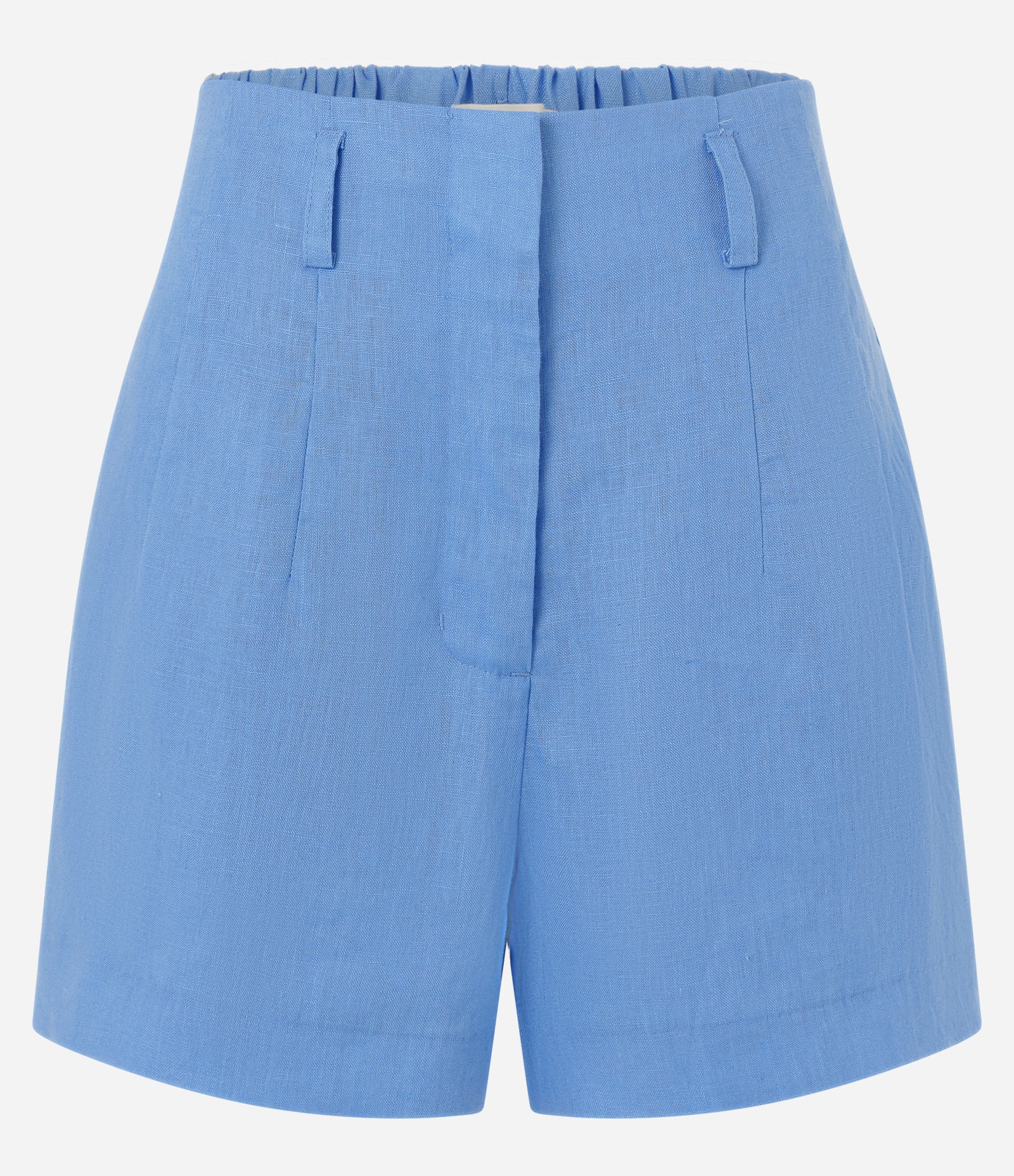 Short Reto Cintura Alta em Linho com Pences e Bolsos Azul Claro 6