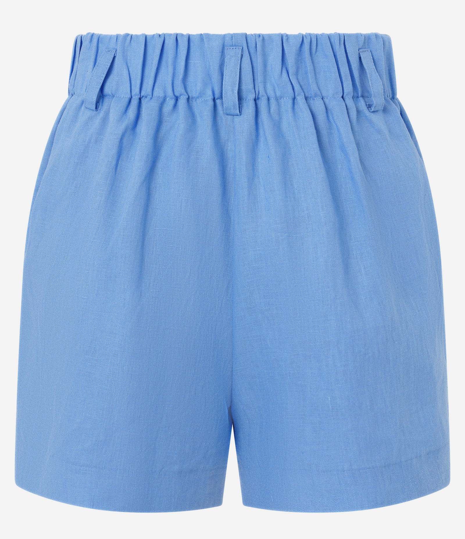 Short Reto Cintura Alta em Linho com Pences e Bolsos Azul Claro 7