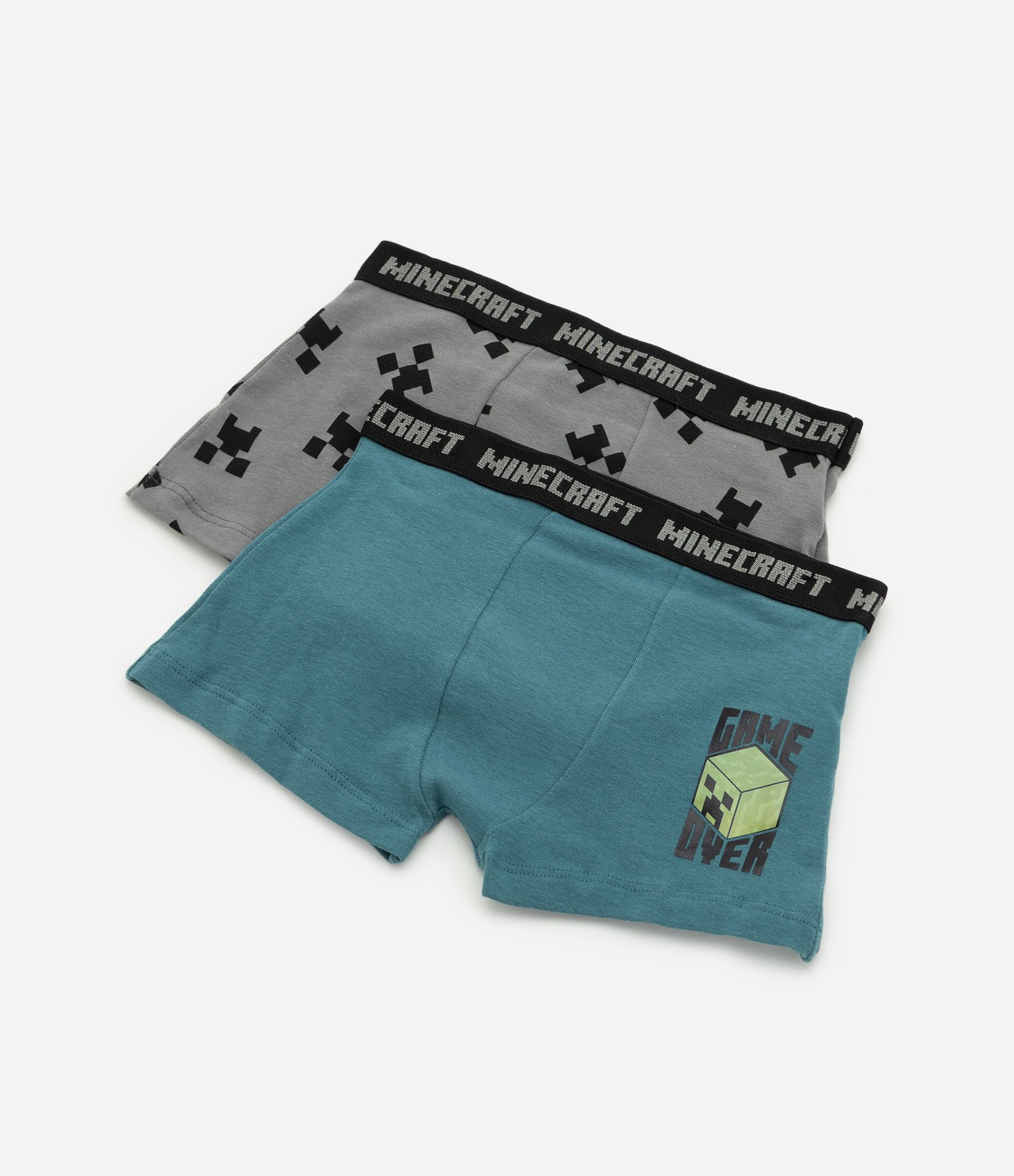 Kit 2 Cuecas Boxer Infantil Em Algodão Minecraft - Tam 4 a 14 Anos Multicores 1