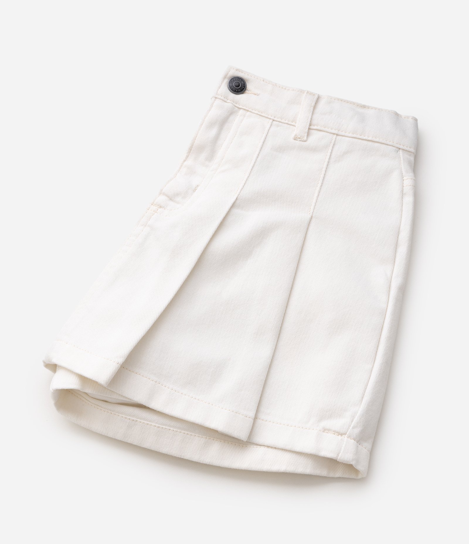 Short Saia Jeans com Pregas Frontais Infantil - Tam 5 a 16 Anos Bege 5