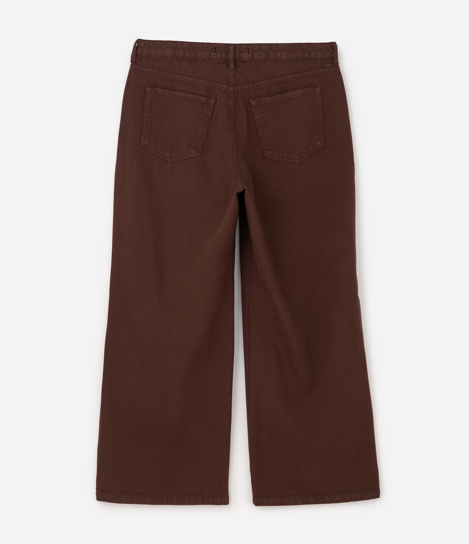 Calça Wide Leg em Sarja Curve & Plus Size Marrom 2