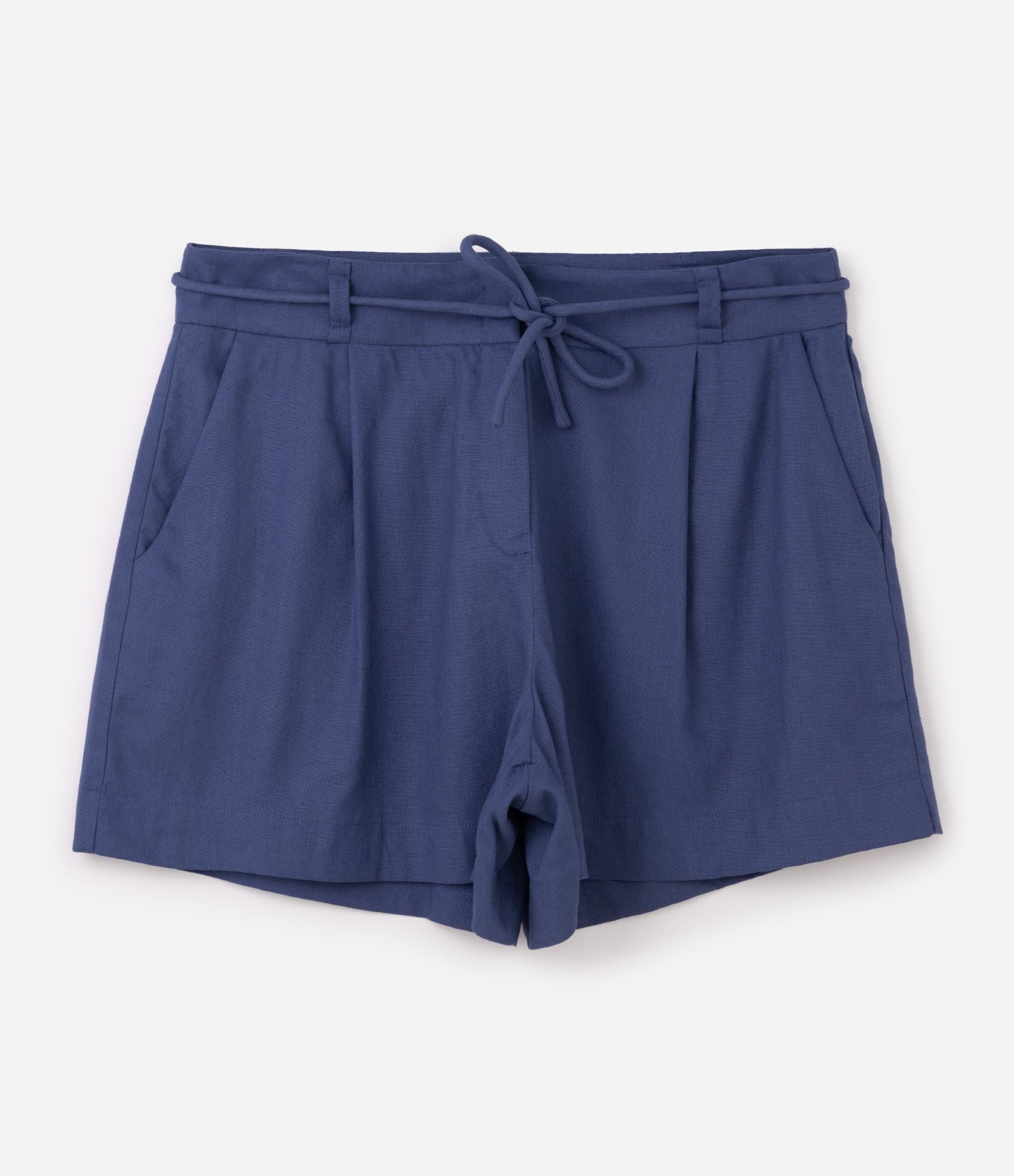 Short Alfaiatado em Viscolinho com Cinto Encapado Curve & Plus Size Azul 6