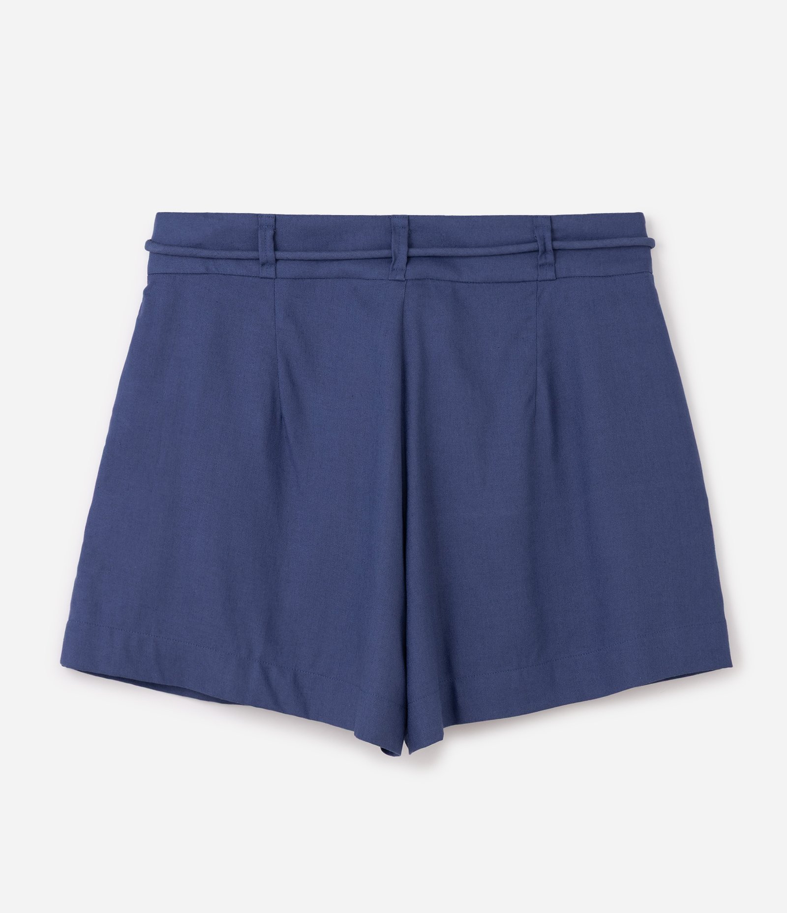 Short Alfaiatado em Viscolinho com Cinto Encapado Curve & Plus Size Azul 7