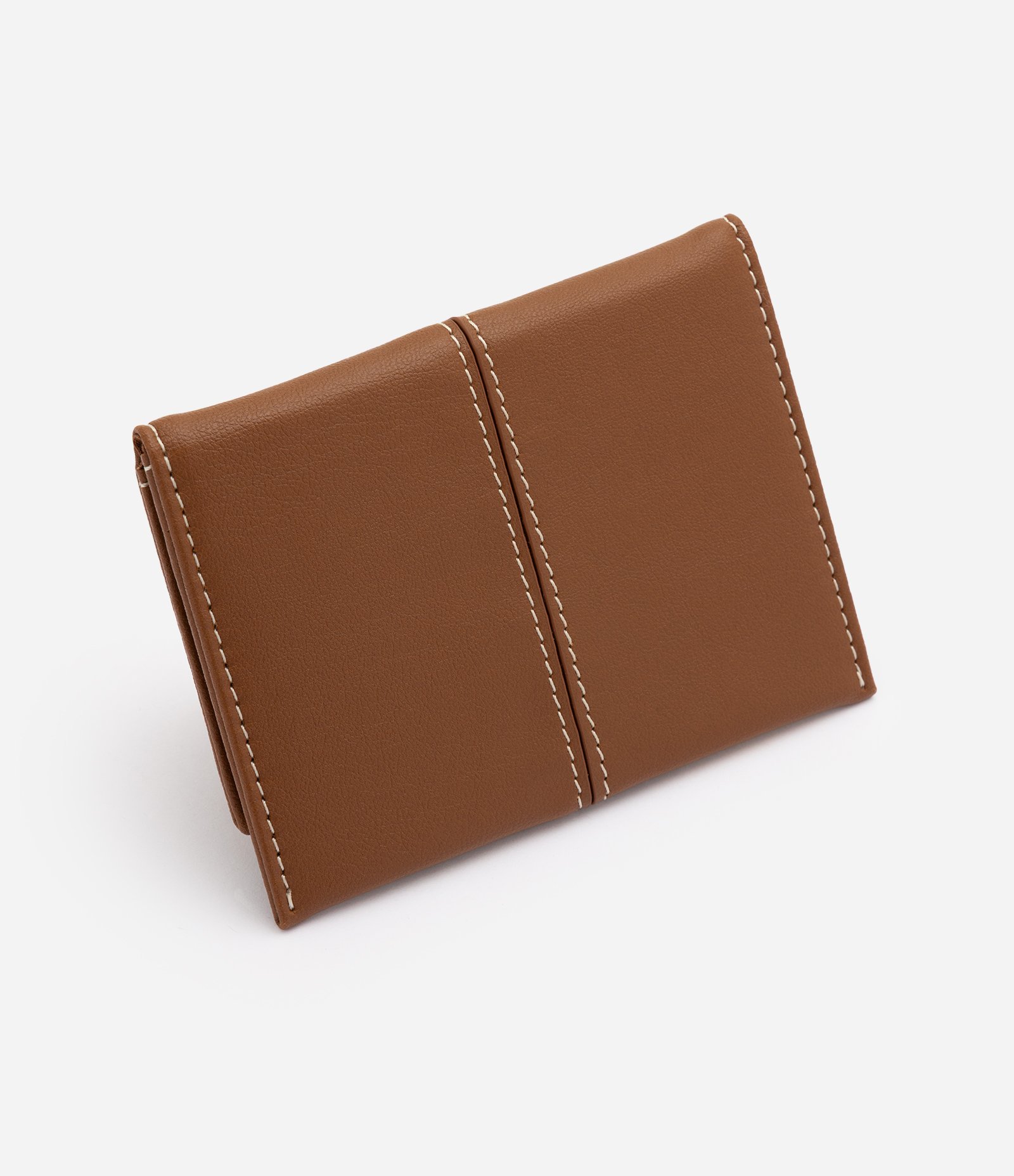 Carteira Envelope Pequena em PU com Pesponto Contrastante Marrom 3
