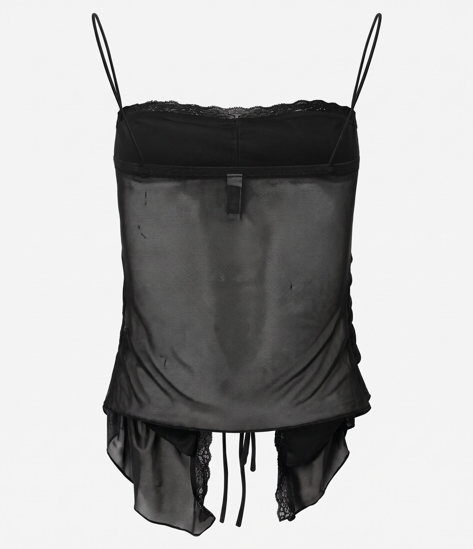 Blusa de Alcinha em Tule com Drapeado e Barra Assimétrica Preto 7