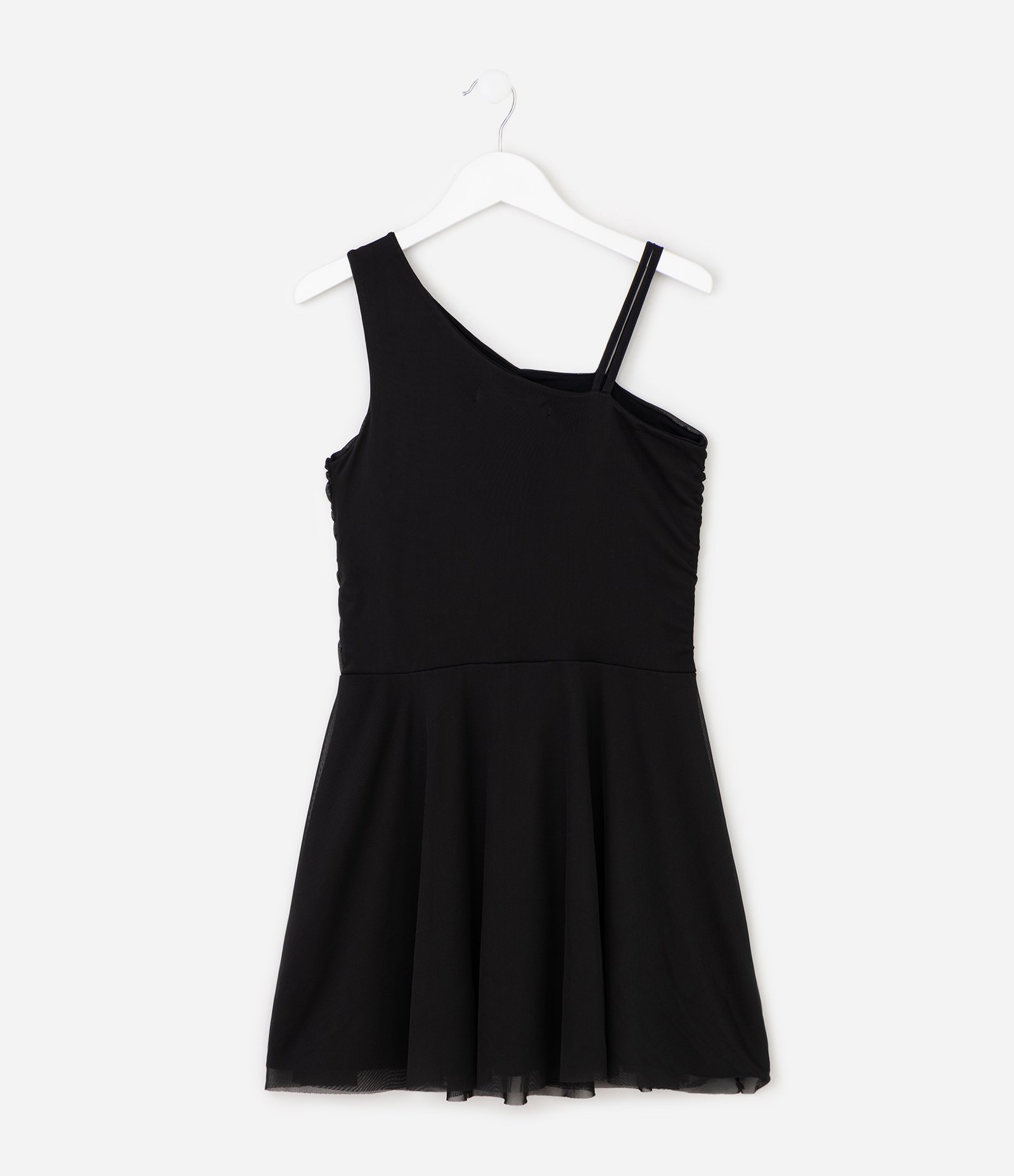 Vestido Infantil de Tule com Franzido e Aplicação de Strass - Tam 5 a 16 Anos Preto 4