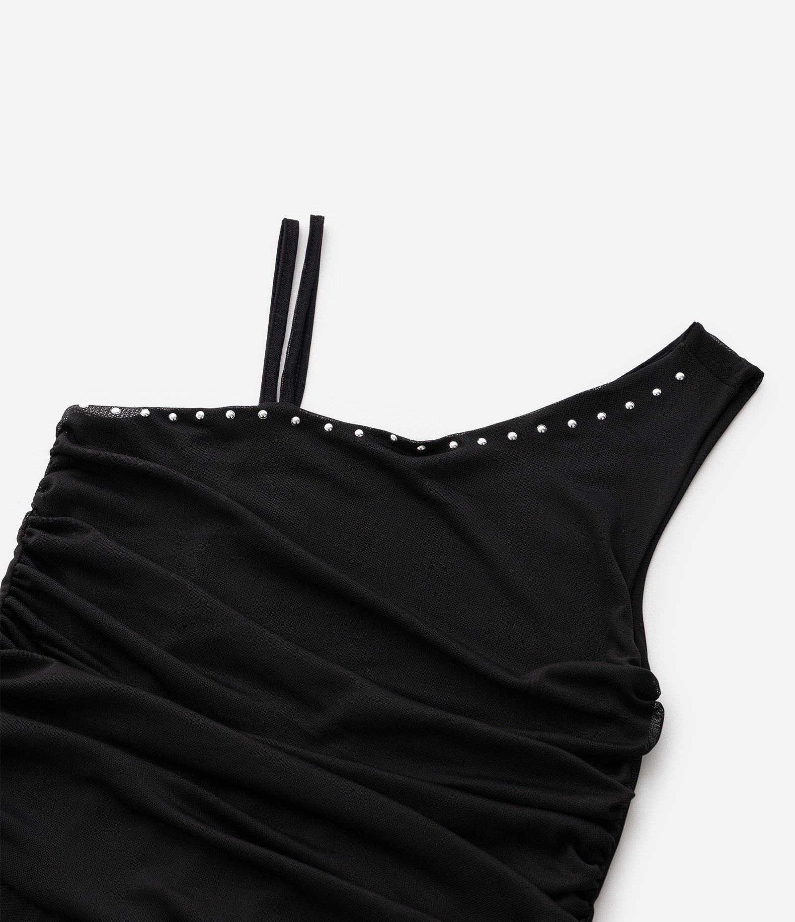 Vestido Infantil de Tule com Franzido e Aplicação de Strass - Tam 5 a 16 Anos Preto 6