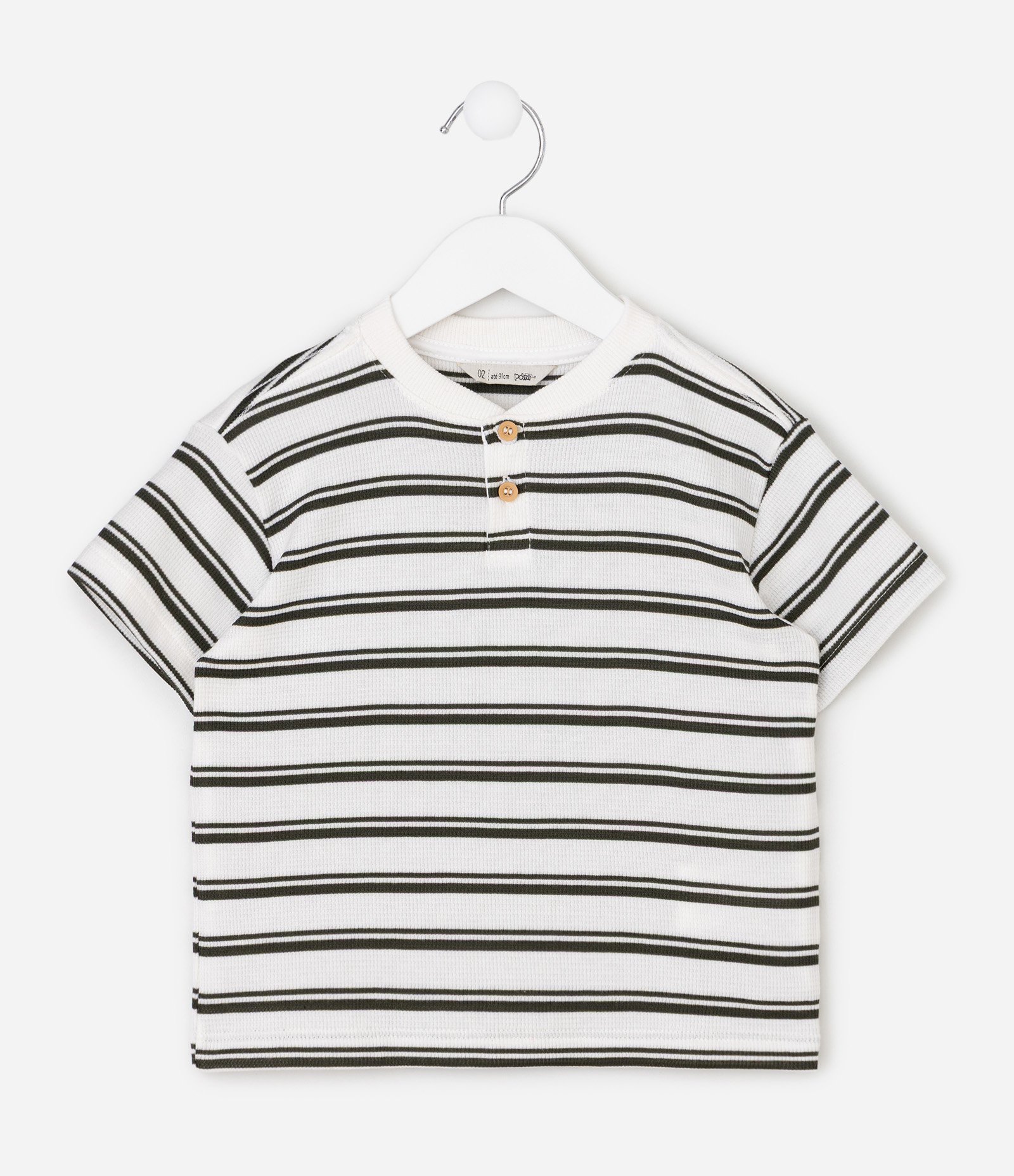 Camiseta Infantil Em Algodão Estampa Listrada - Tam 2 a 6 Anos Branco 6