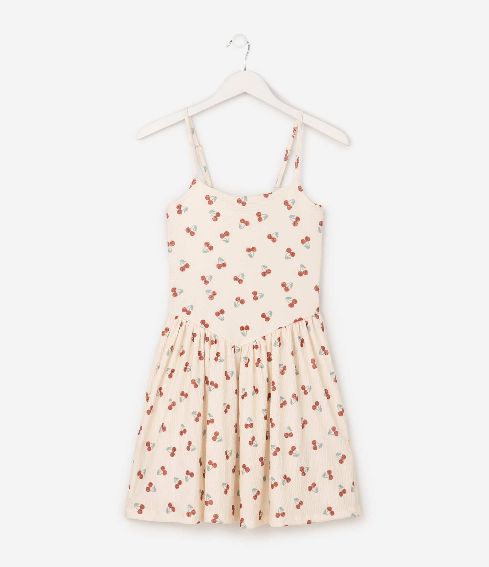 Vestido Infantil Anarruga Cereja - Tam 0 a 16 Anos Bege 1