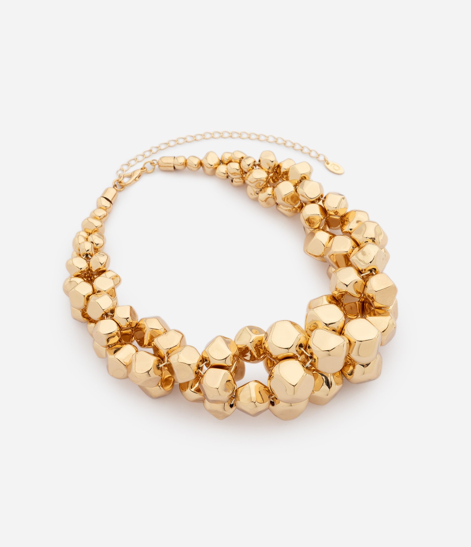 Colar Maxi com Esferas Orgânicas em Metal Dourado 2