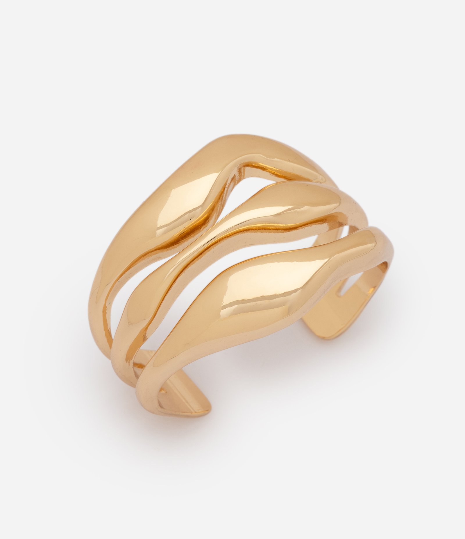 Bracelete Orgânico Semi Aberto em Metal Dourado 1