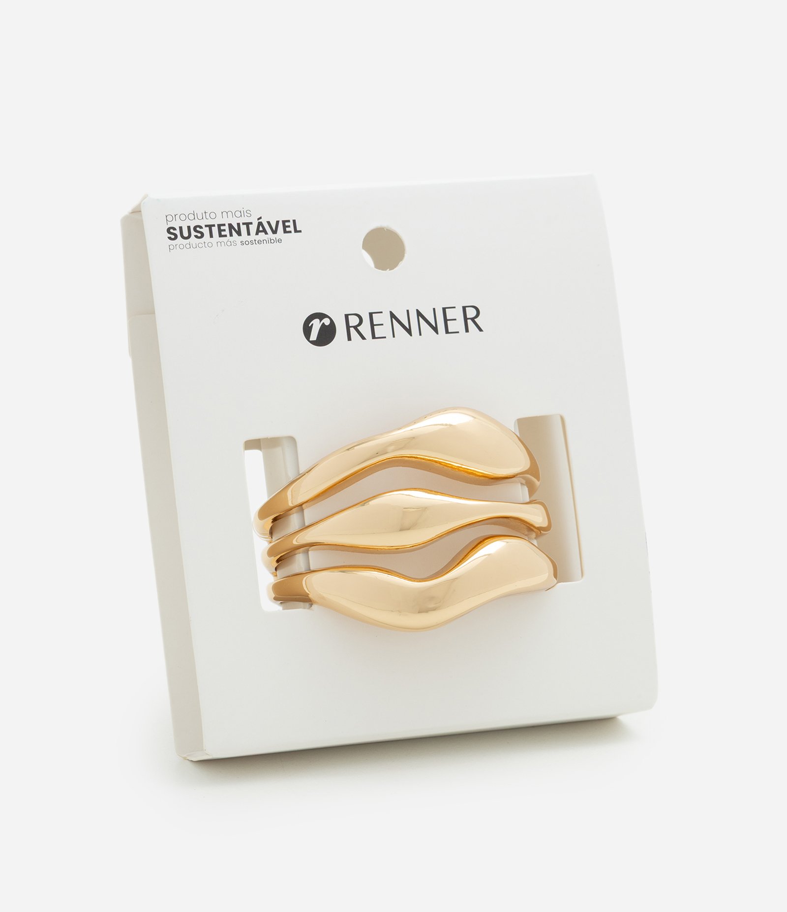 Bracelete Orgânico Semi Aberto em Metal Dourado 3