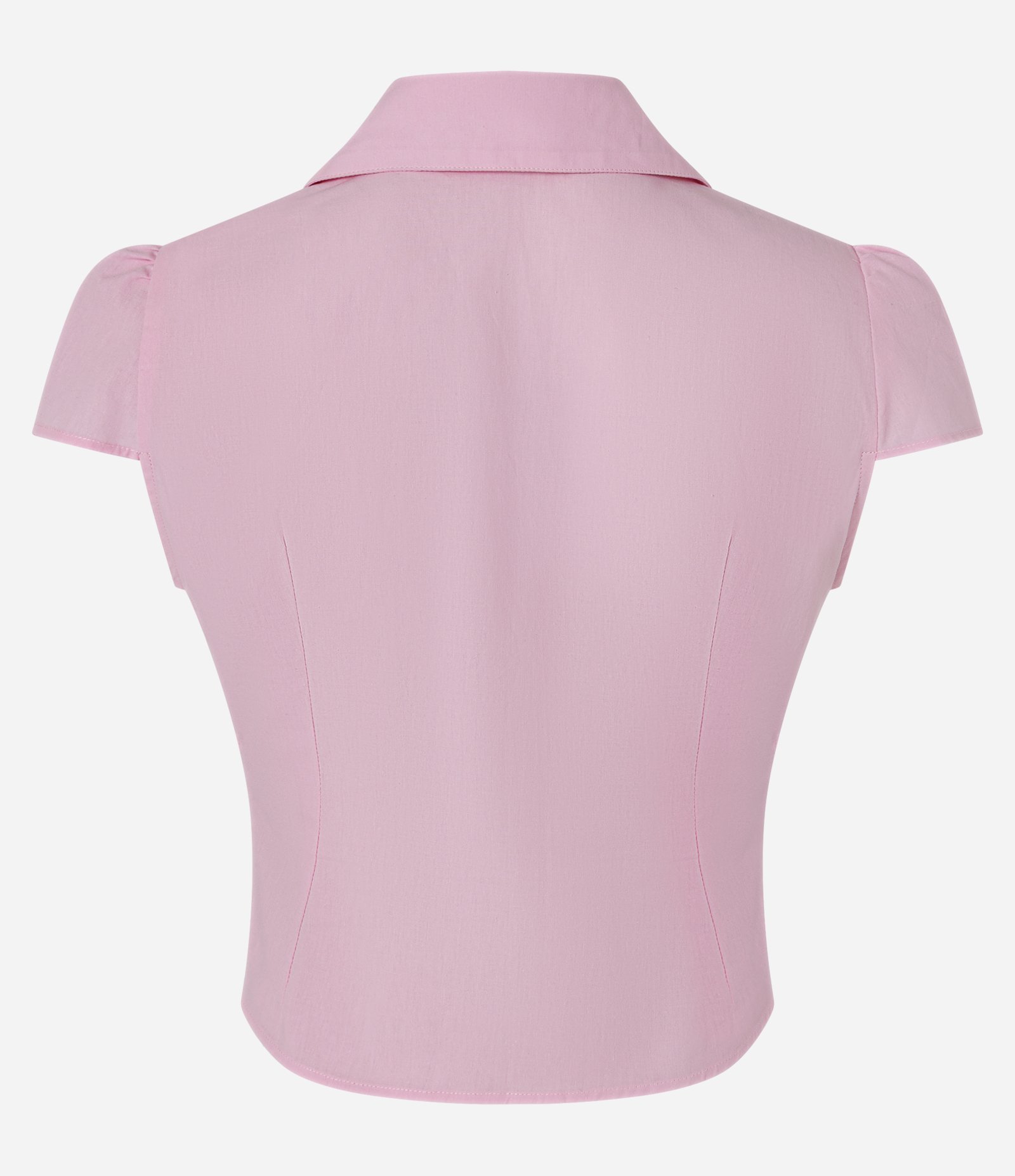 Camisa Ajustada em Tricoline com Manga Copinho Rosa 2